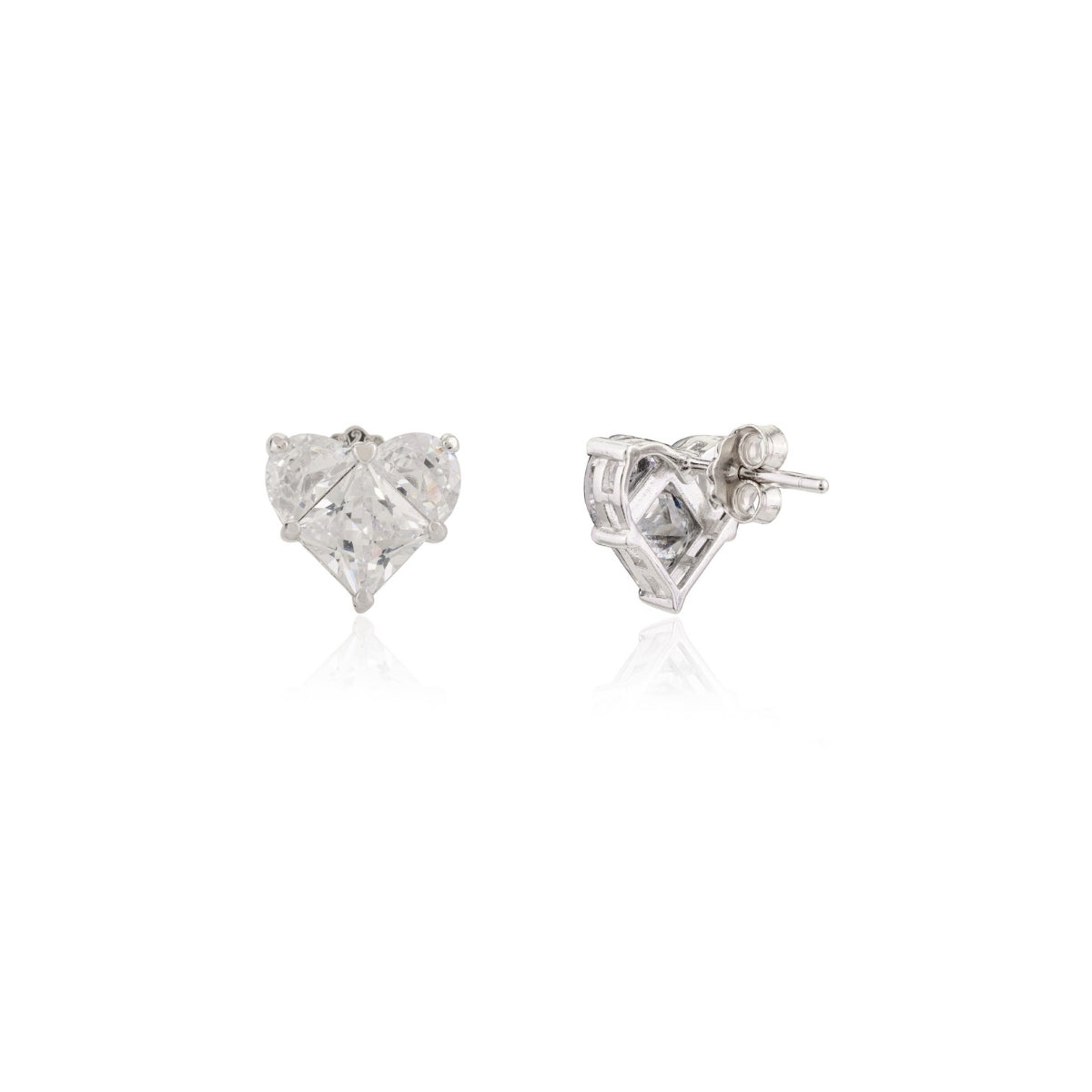 Heart Shape Silver Stud Earrings