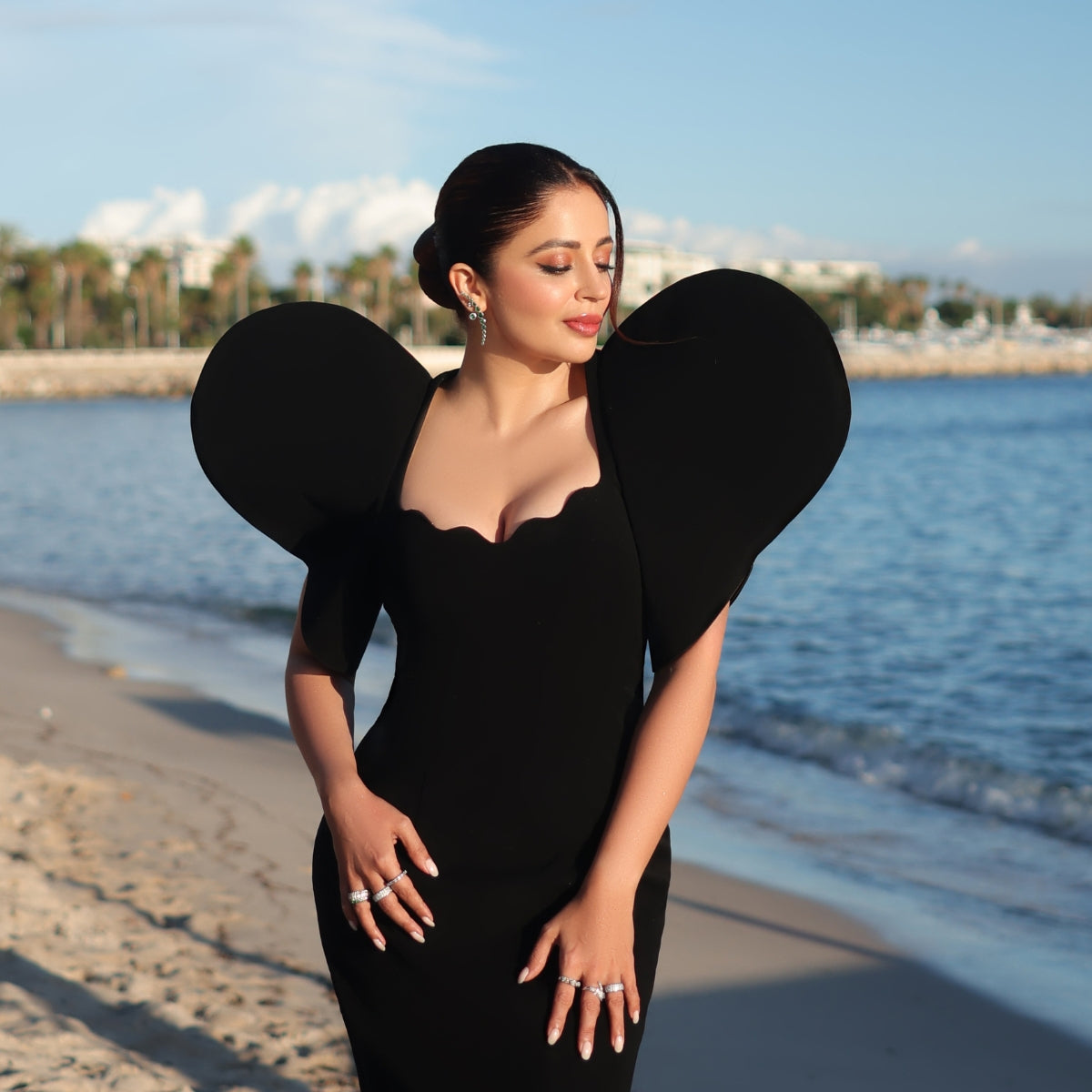 Crescent Moon Front and Back Emerald Earrings 925 Silver