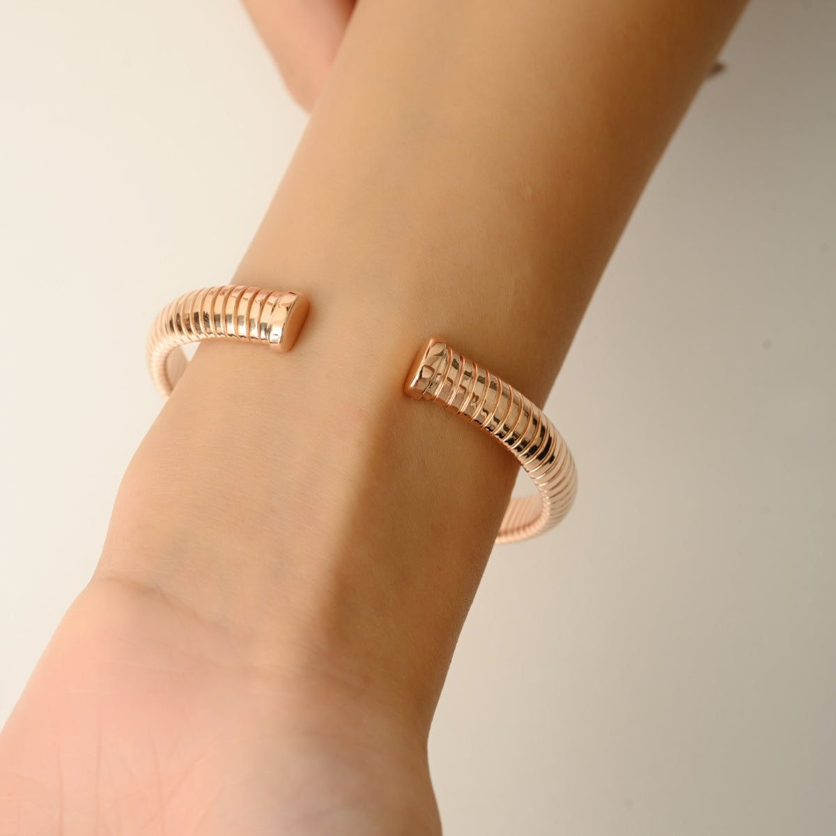 Rose Gold Mini Cross Sign Cuff Bracelet