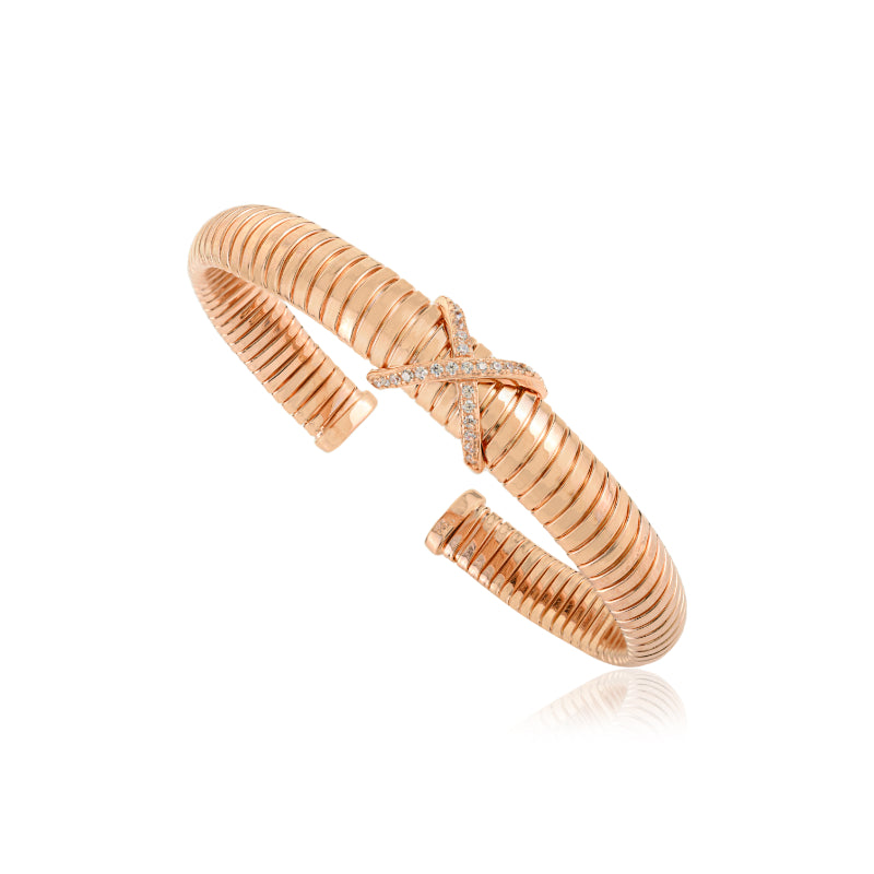Rose Gold Mini Cross Sign Cuff Bracelet