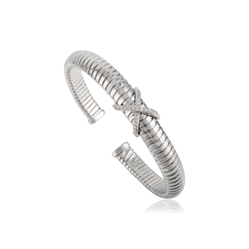 925 Silver Mini Cross Sign Cuff Bracelet