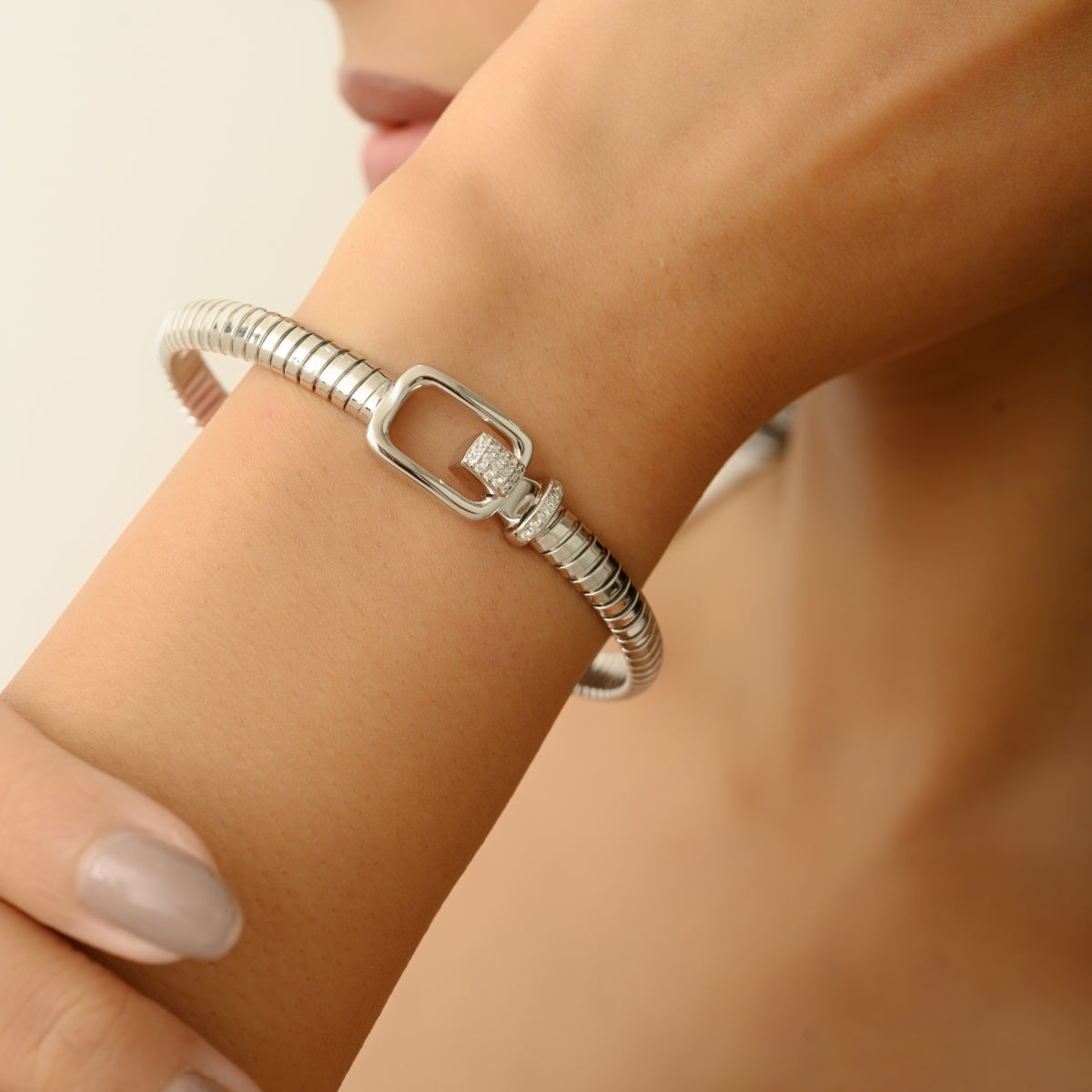 925 Silver Cuff Bracelet with Lock
