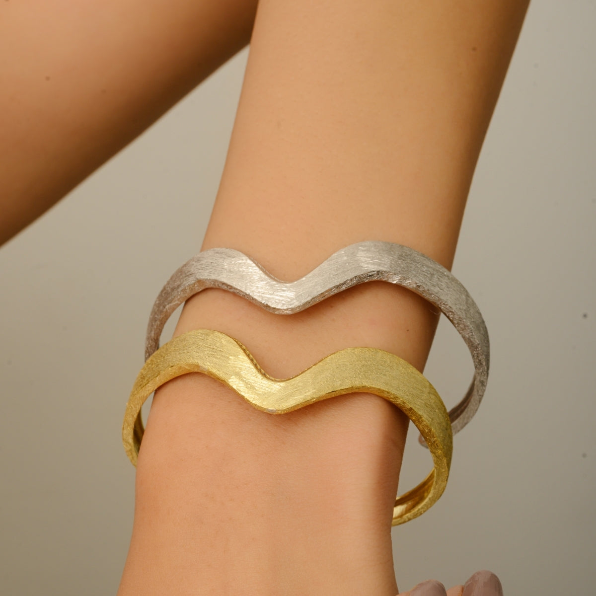 Yellow Gold Matte Finish Chunky Bracelet