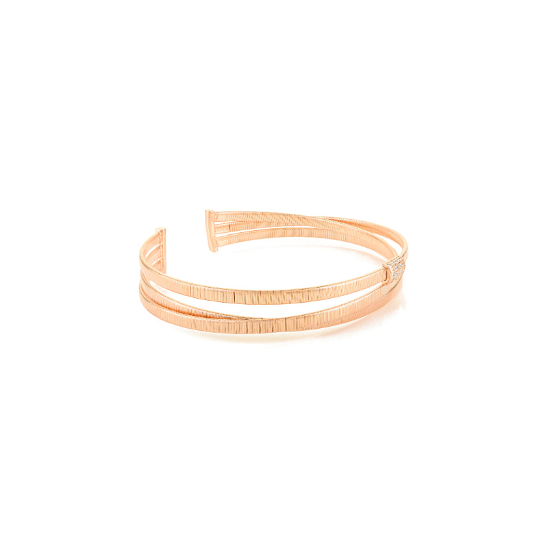 Rose Gold Diamond Multi Layer Cuff Bangle Bracelet