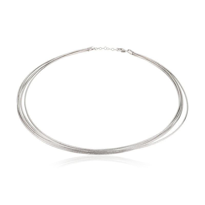 925 Silver Multi Layered Wired Choker Necklace for Women