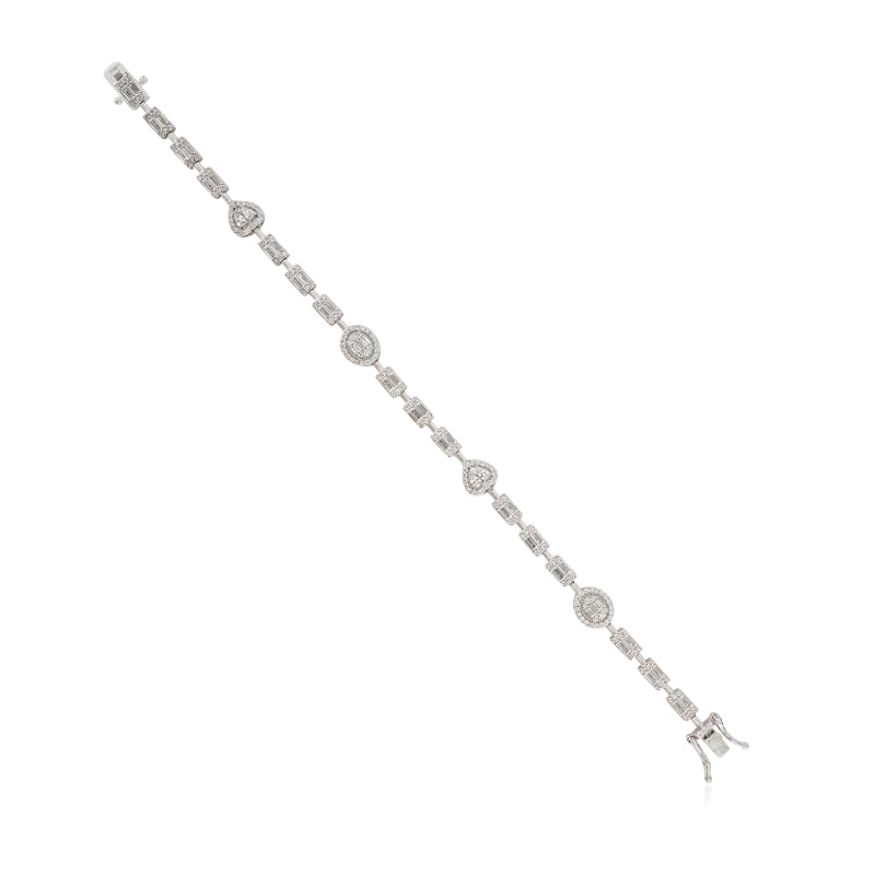 Sterling Silver Multi Cut White CZ Tennis Bracelet