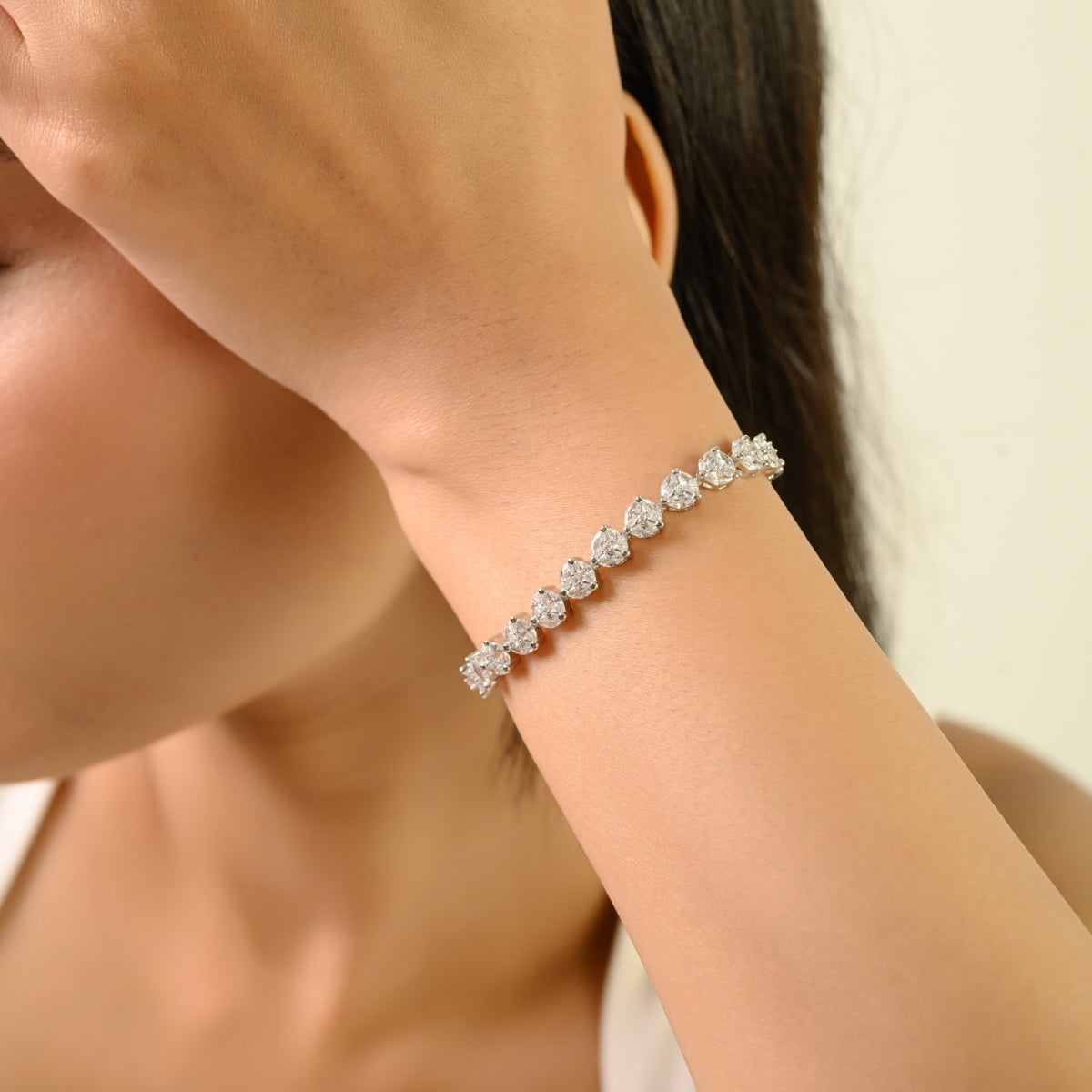 925 Sterling Silver Brilliant Round White CZ Tennis Bracelet