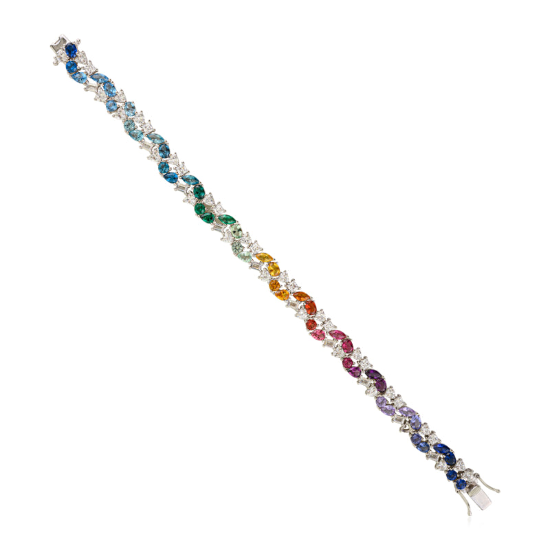 Vibrant Rainbow CZ Bracelet with Multi-Color Cubic Zircons