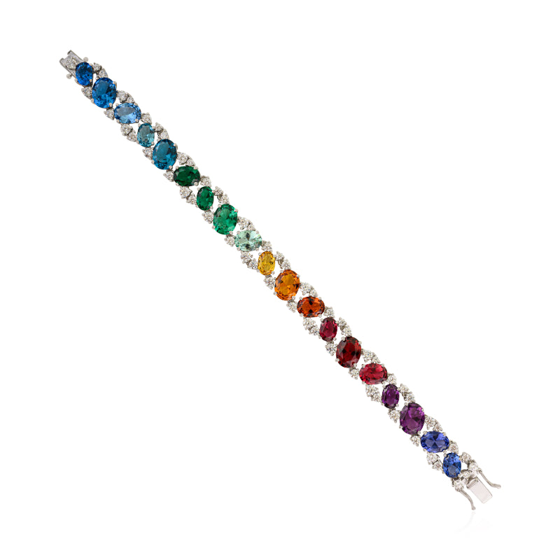Vibrant Rainbow CZ Bracelet with Multi-Color Cubic Zircons