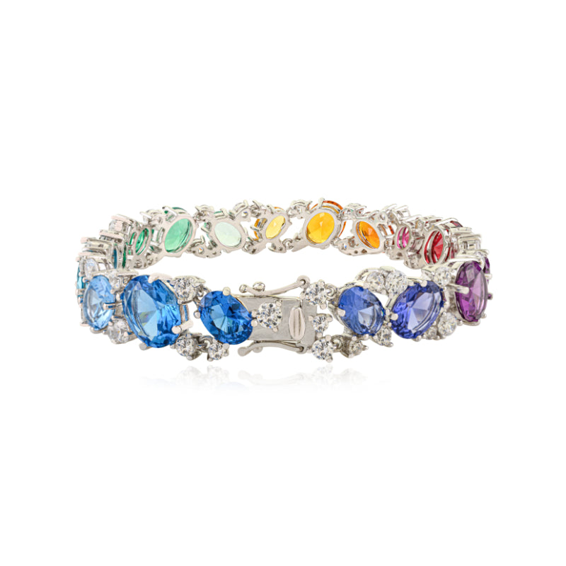 Vibrant Rainbow CZ Bracelet with Multi-Color Cubic Zircons