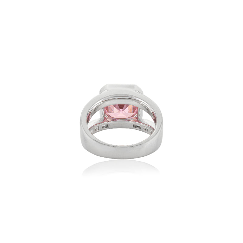 Cushion Cut Solitaire Chunky Ring in 925 Silver
