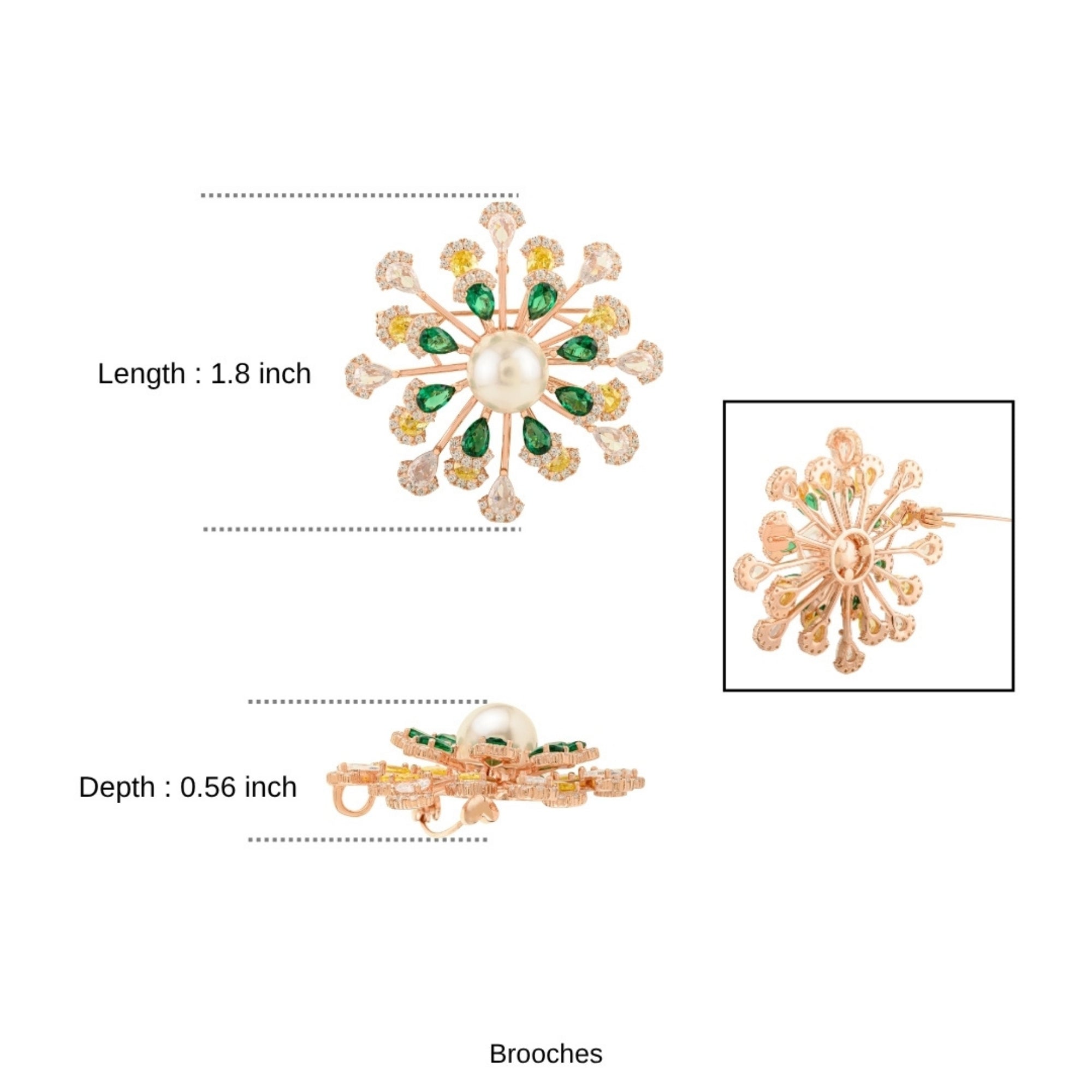 Floral Pearl Brooch in 925 Silver with Colourful CZ Diamonds