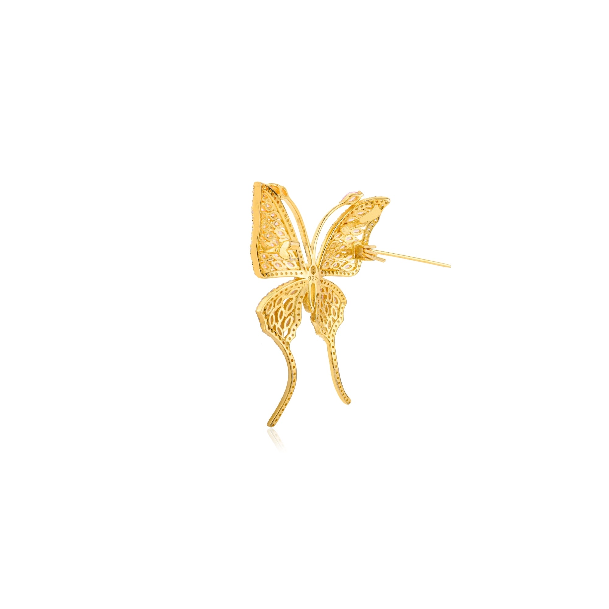 Yellow Gold Butterfly Brooch in 925 Silver