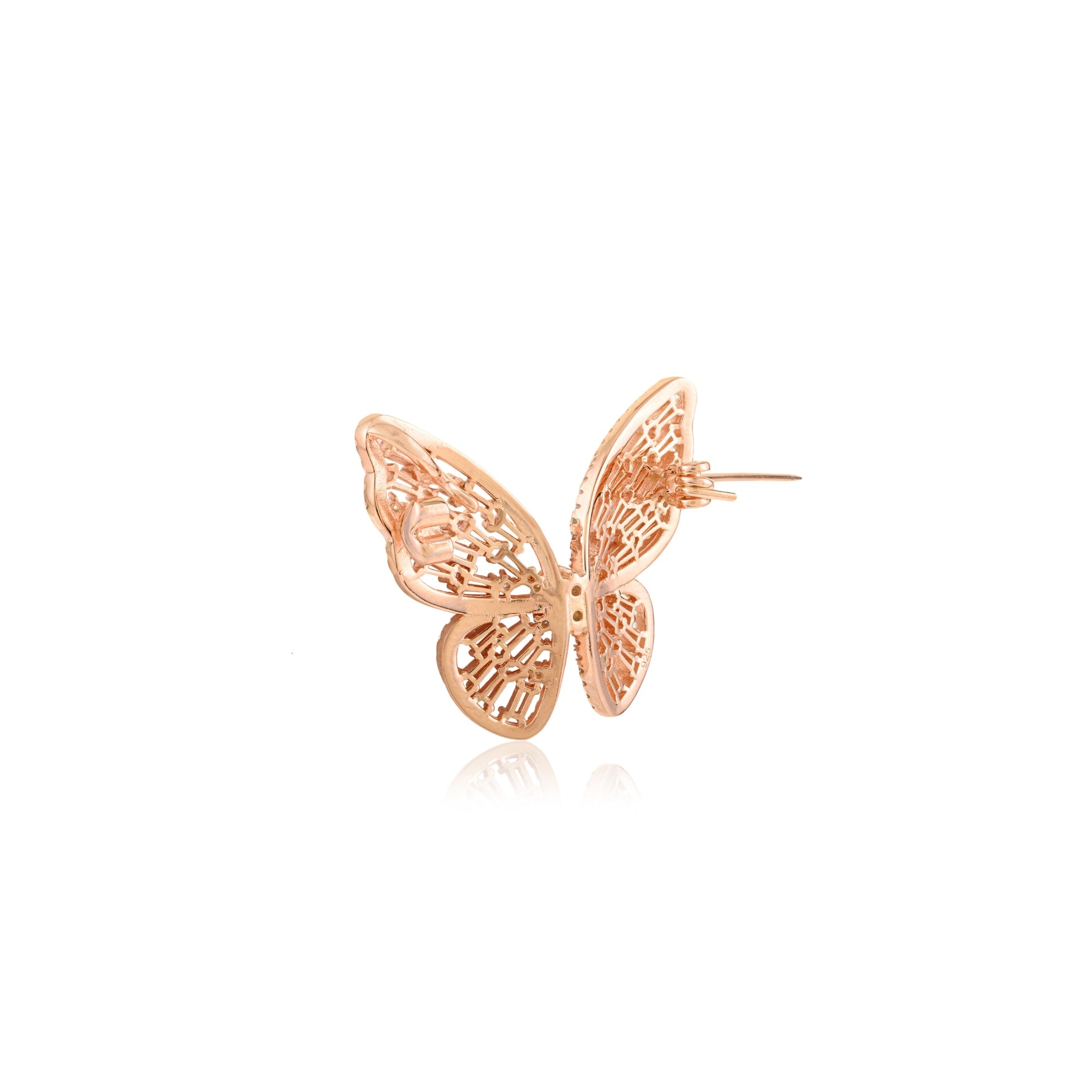 Rose Gold Butterfly Brooch in 925 Silver