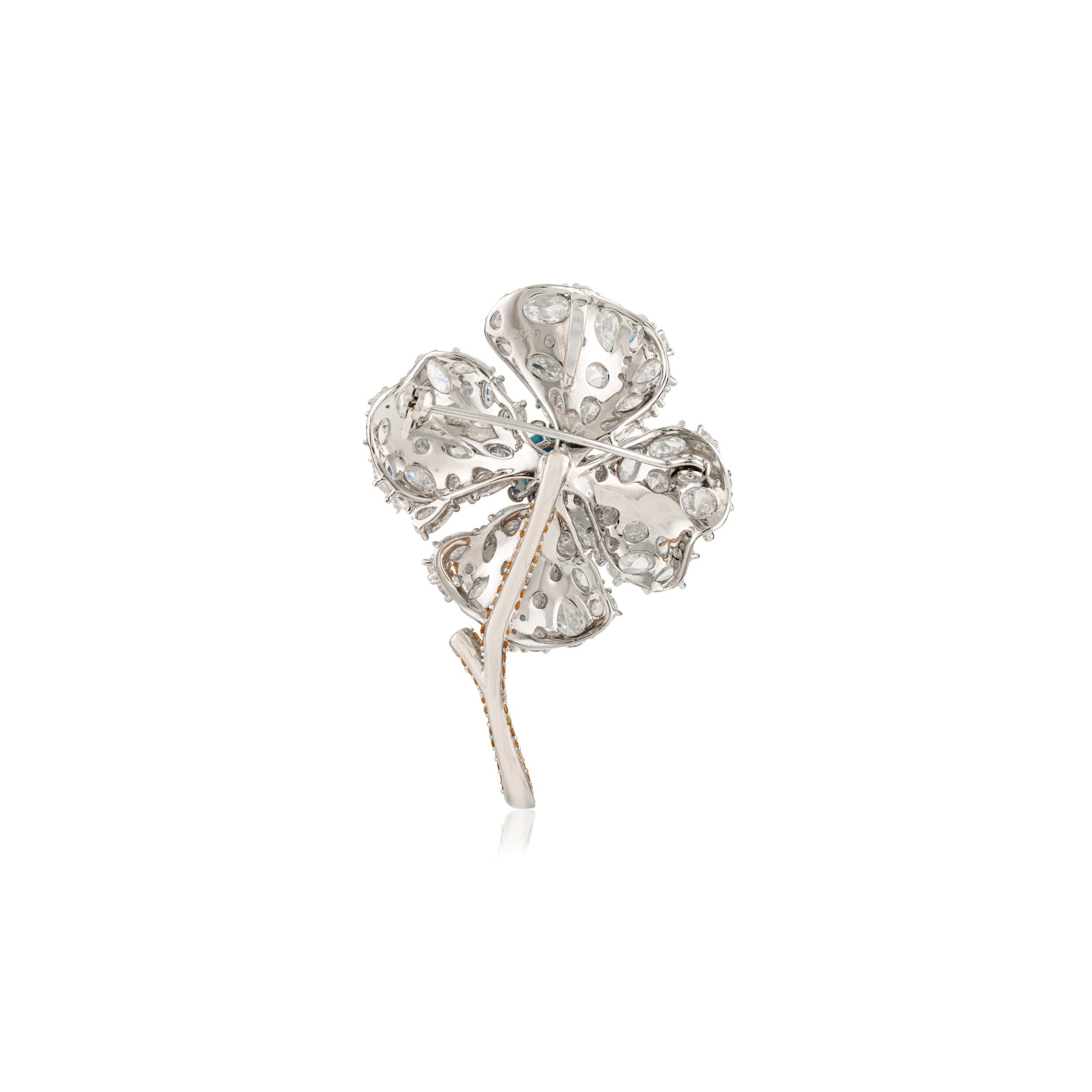 Flower Brooch with Blooming Ice Cut CZ Diamonds