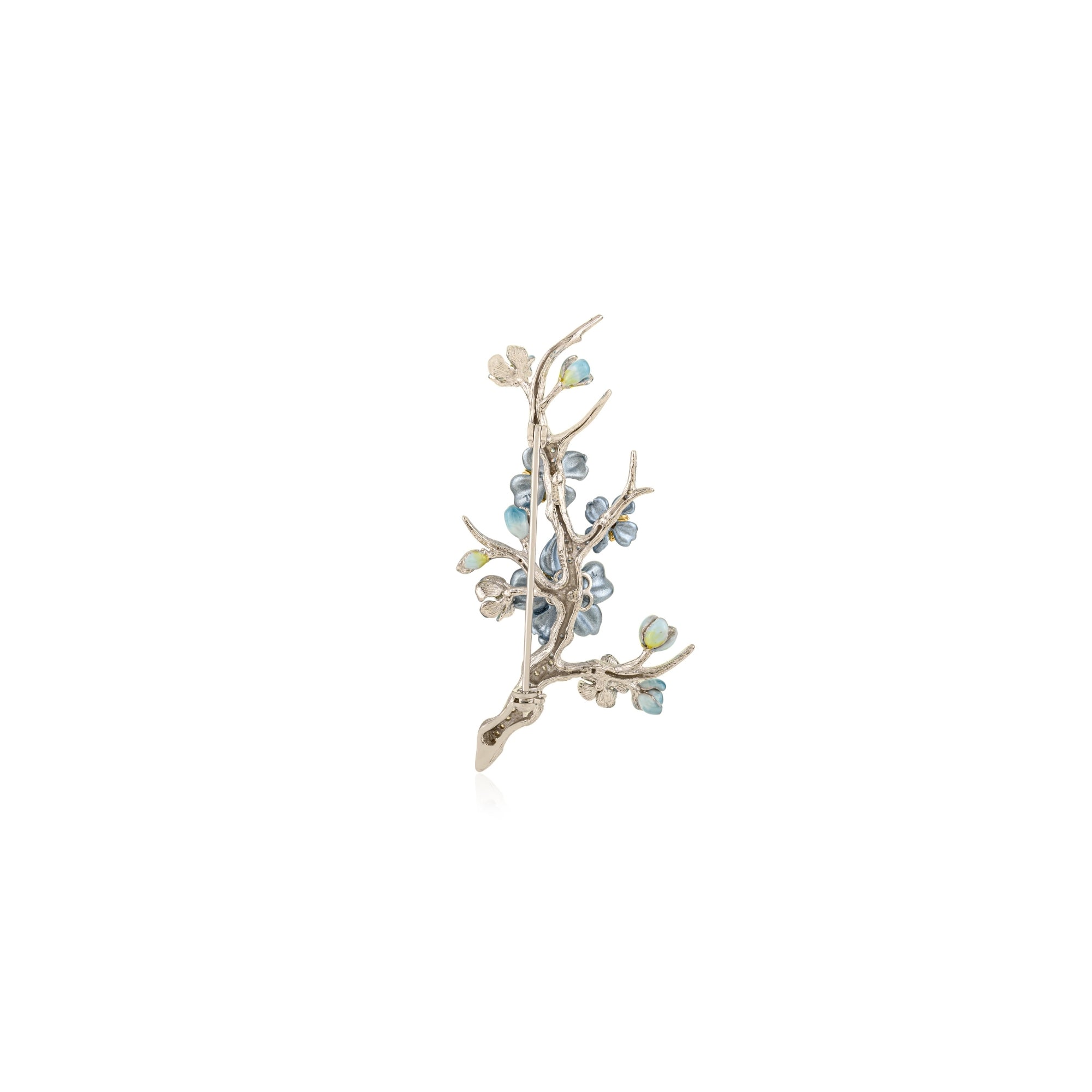 Antique Flower Brooch in 925 Silver with Colorful CZ Diamonds