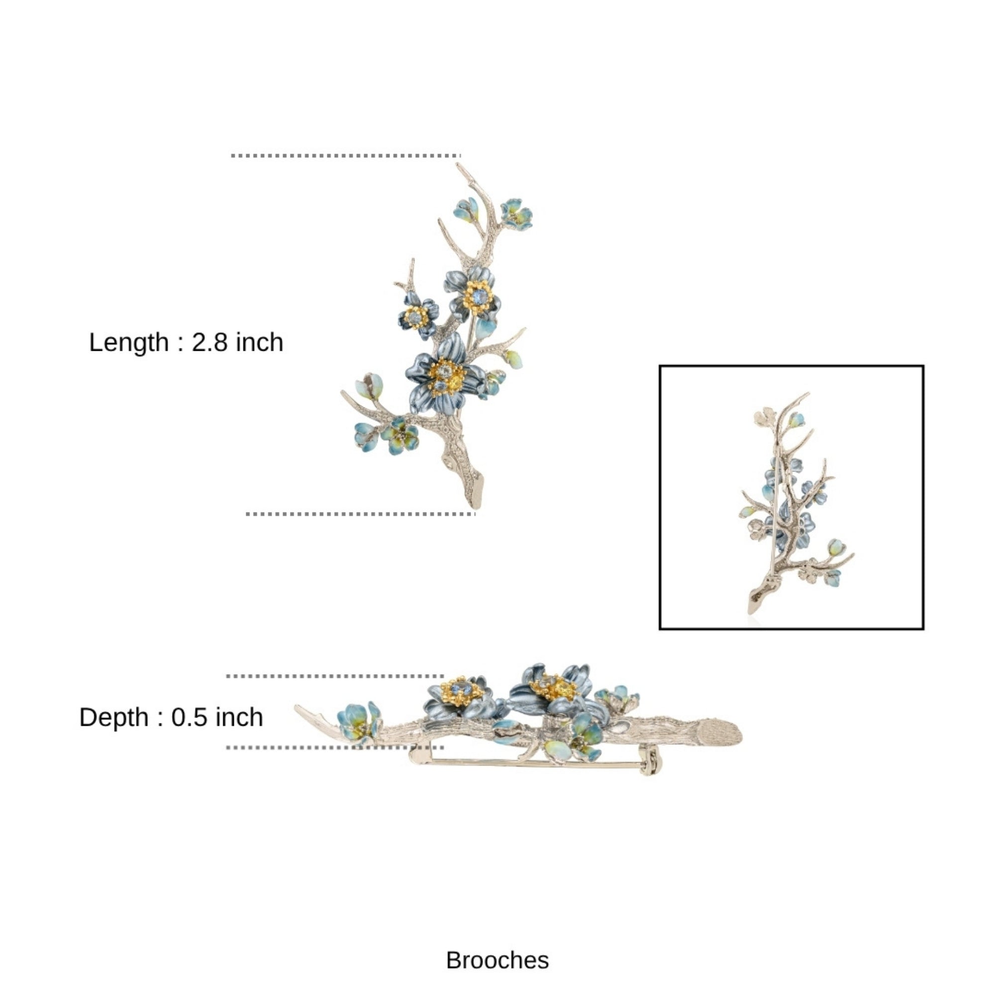 Antique Flower Brooch in 925 Silver with Colorful CZ Diamonds