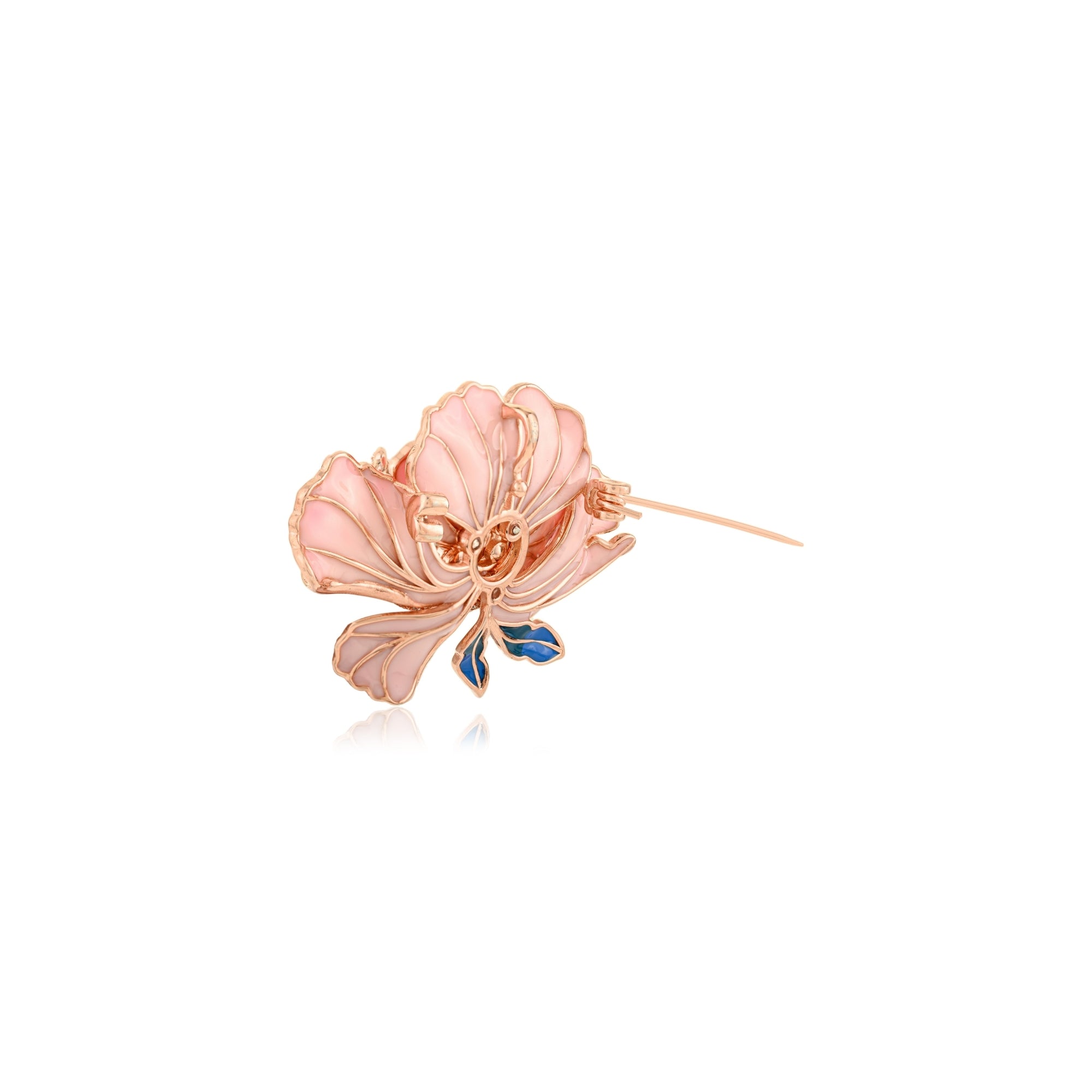 Light Pink Peony Flower Brooch with Pearl Charm