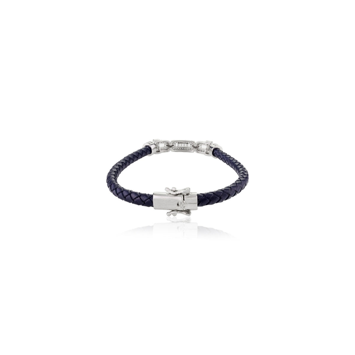 925 Silver Leather Braided Bracelet for Men