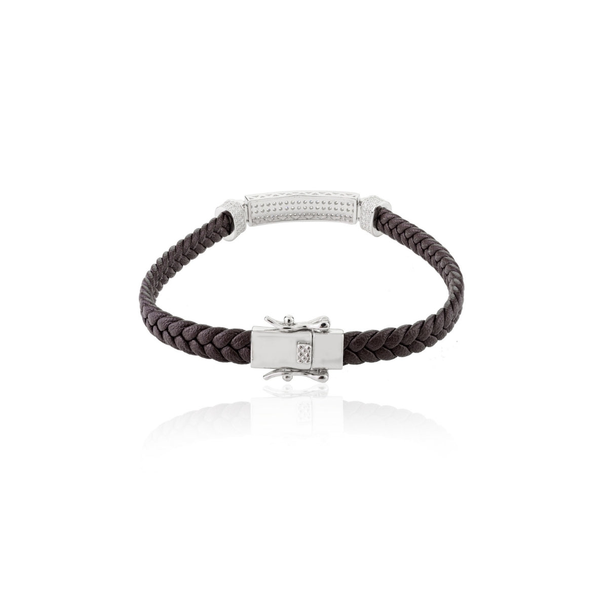 Rope Pattern Silver Charm Braided Bracelet for Men