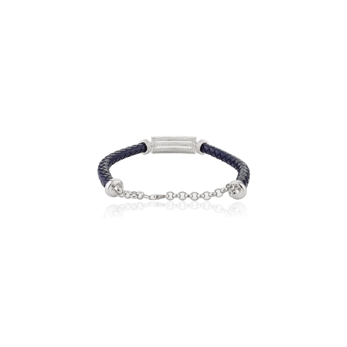 Silver Braided Leather Bracelet for Men