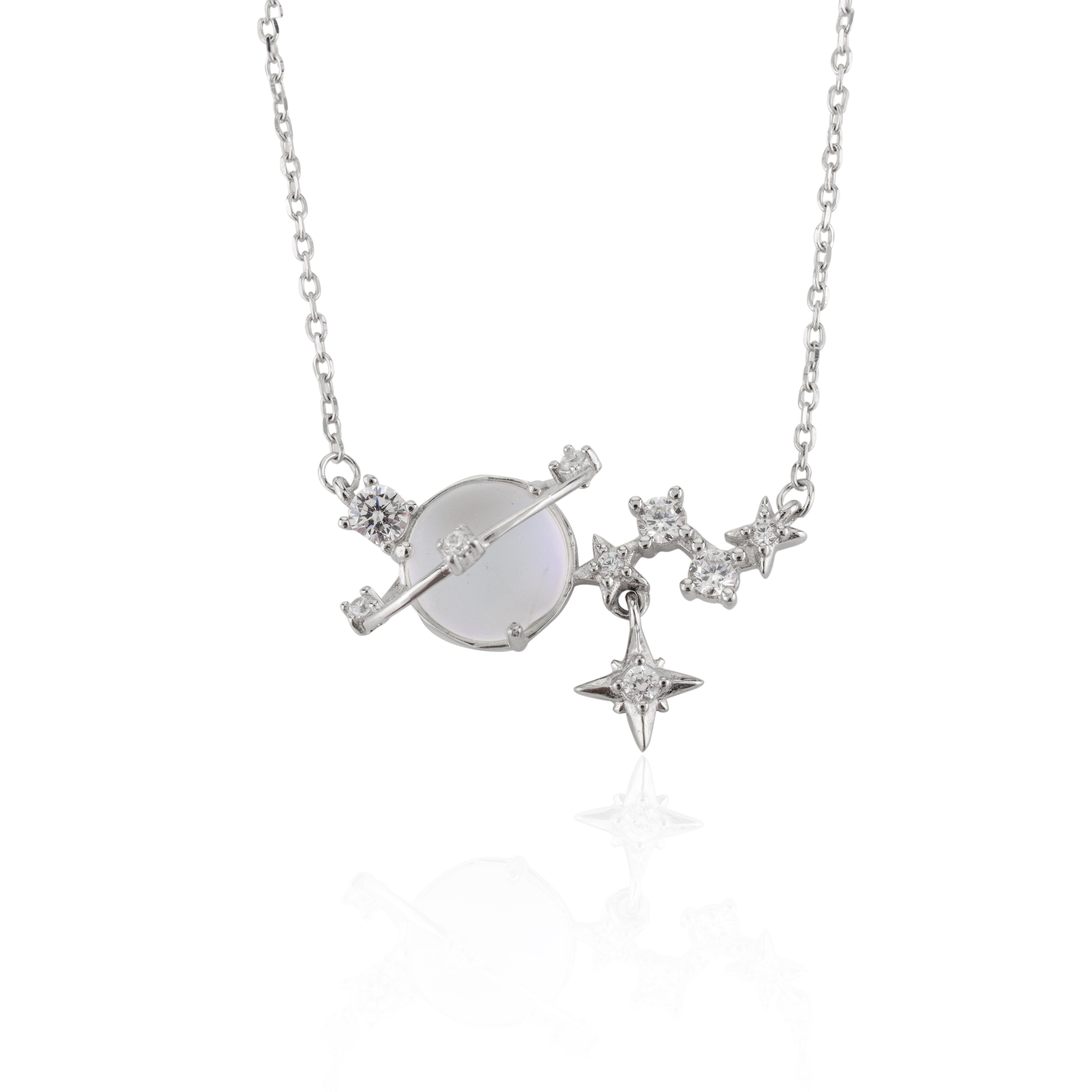 Saturn Pendant Charm Necklace