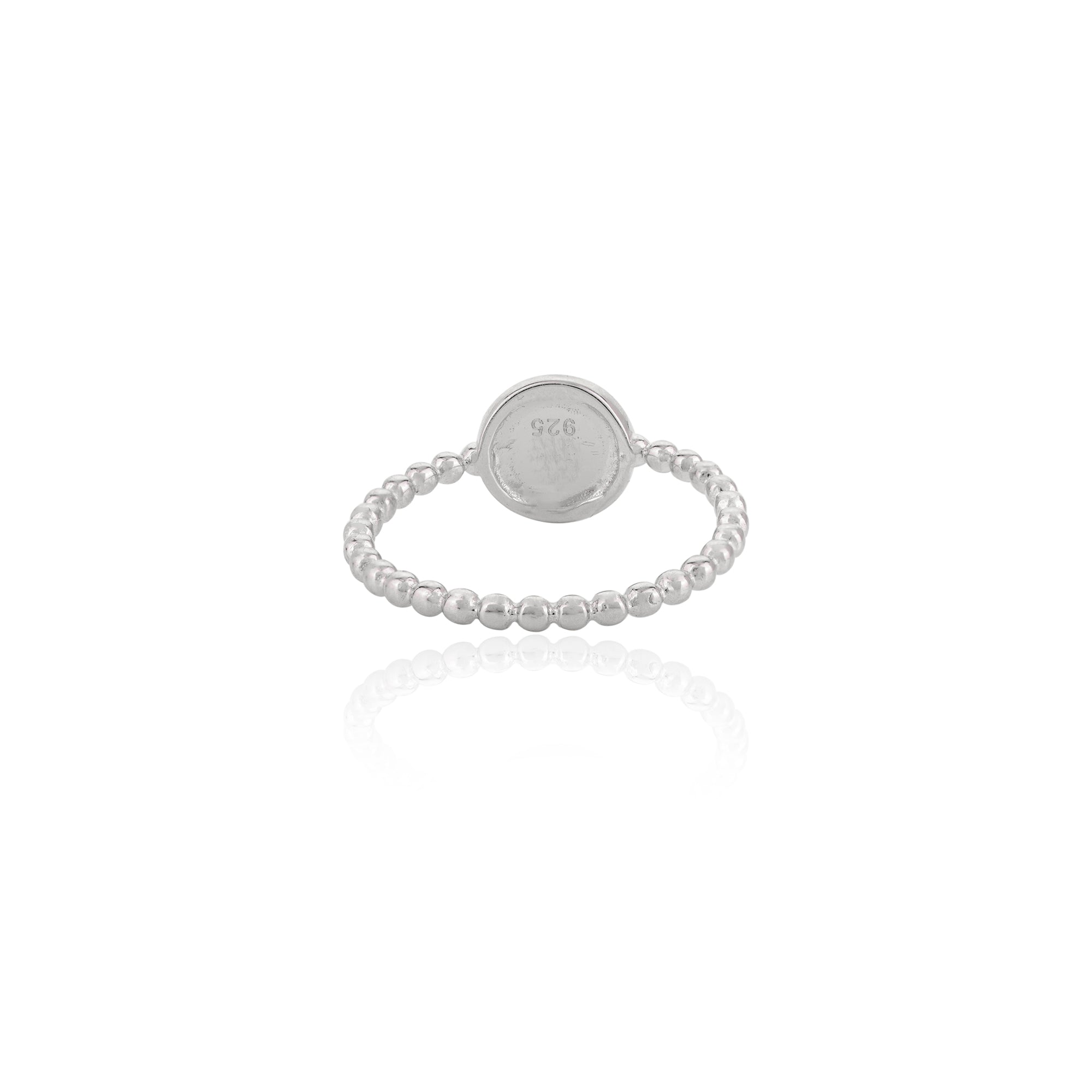 Light Blue Evil Eye Charm Silver Ring