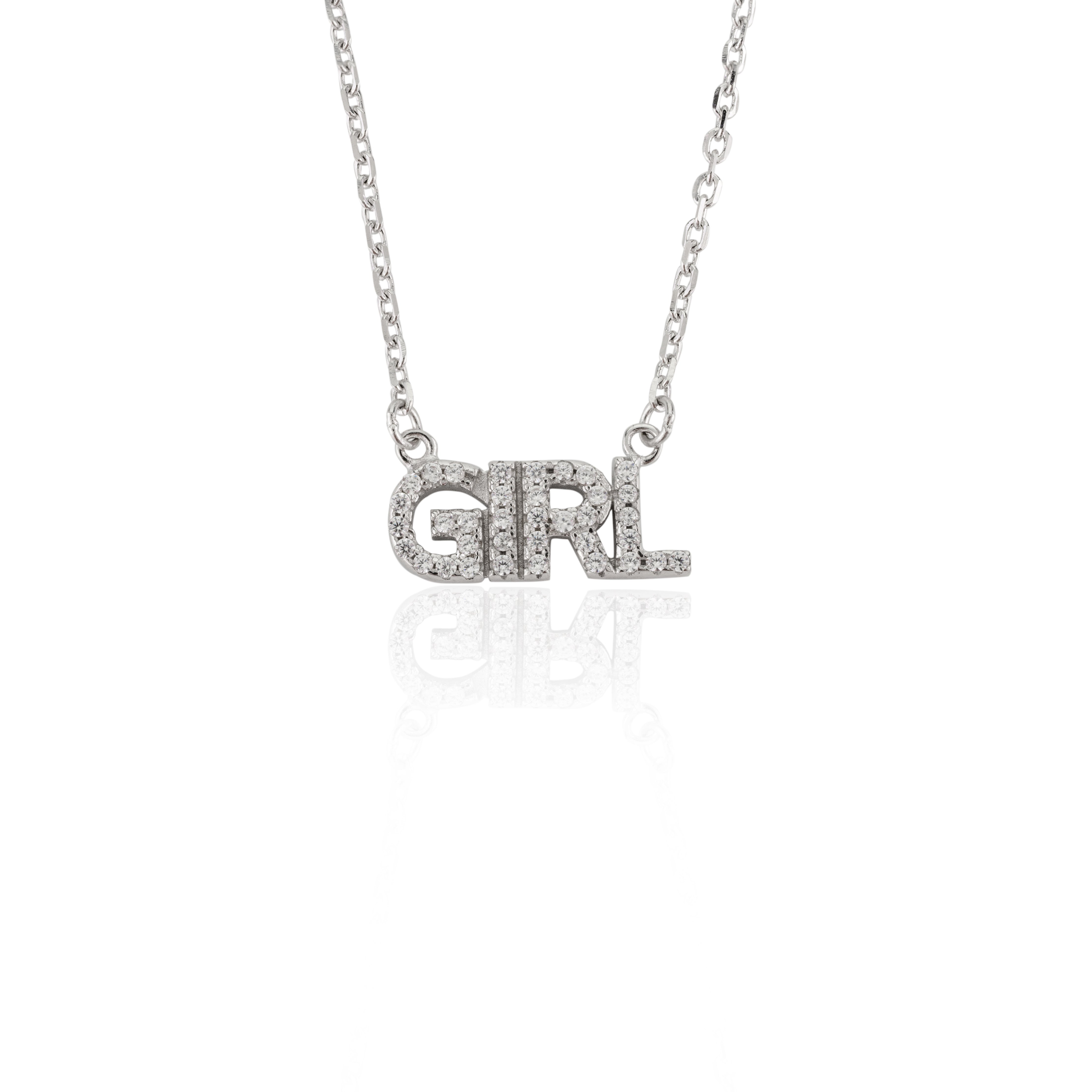 Cz Decor Girl Pendant Necklace