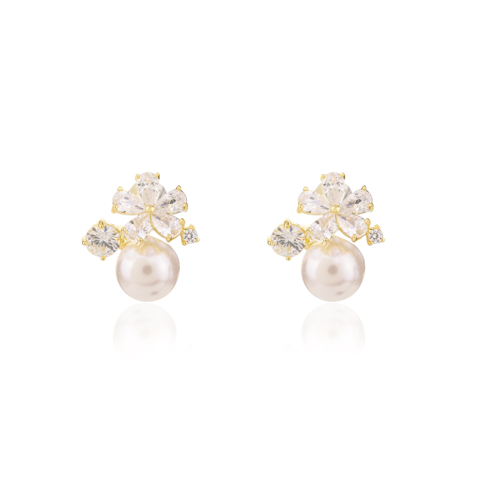 Pearl Drop Floral Stud earrings