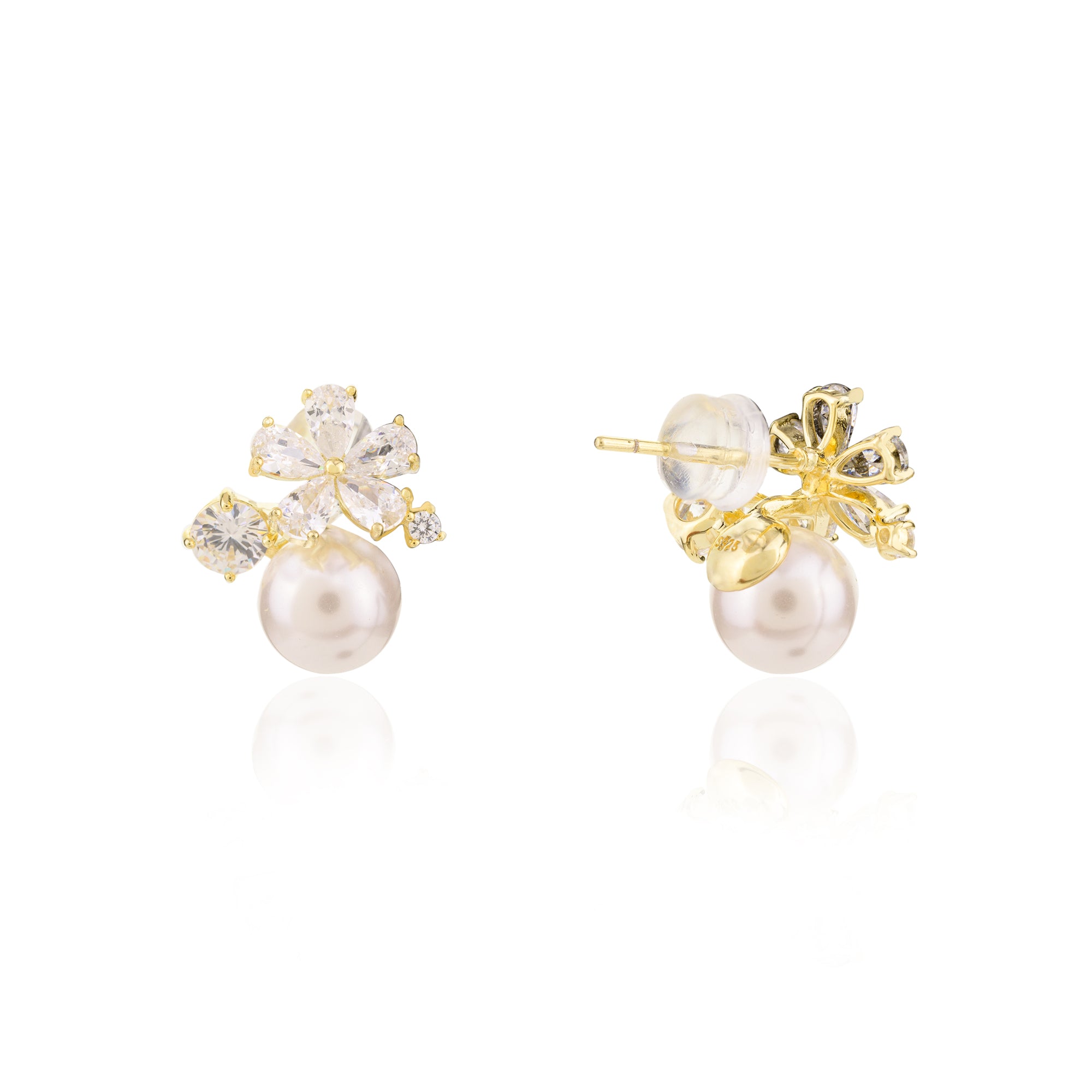 Pearl Drop Floral Stud earrings