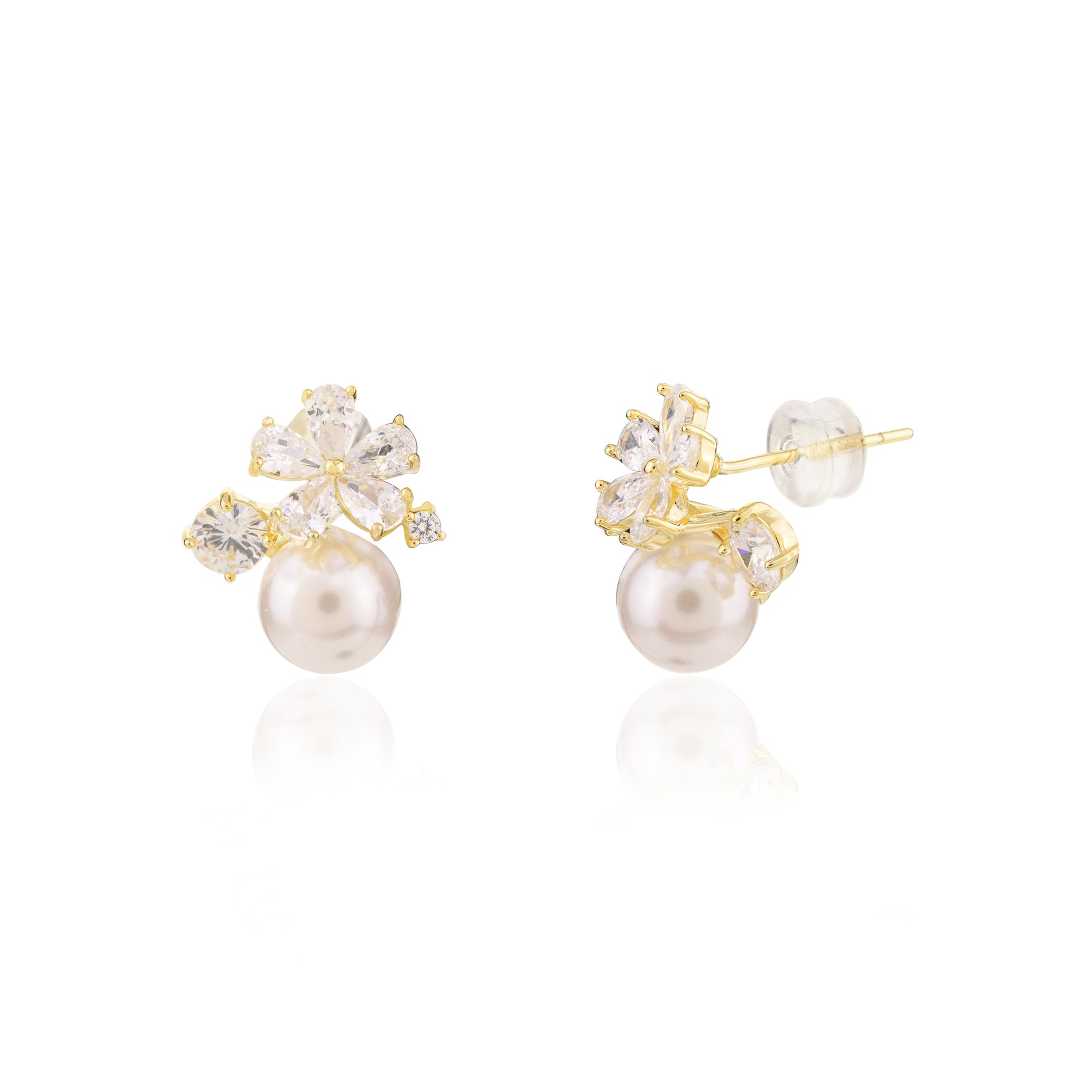 Pearl Drop Floral Stud earrings