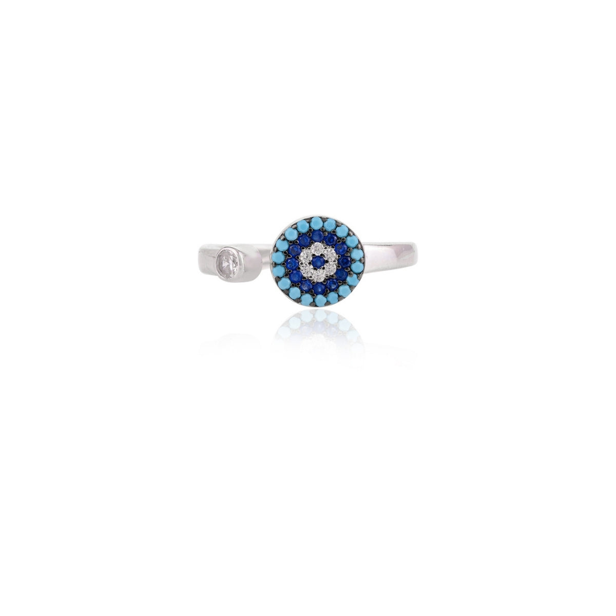 METALM Blue Evil Eye Adjustable Ring for Women