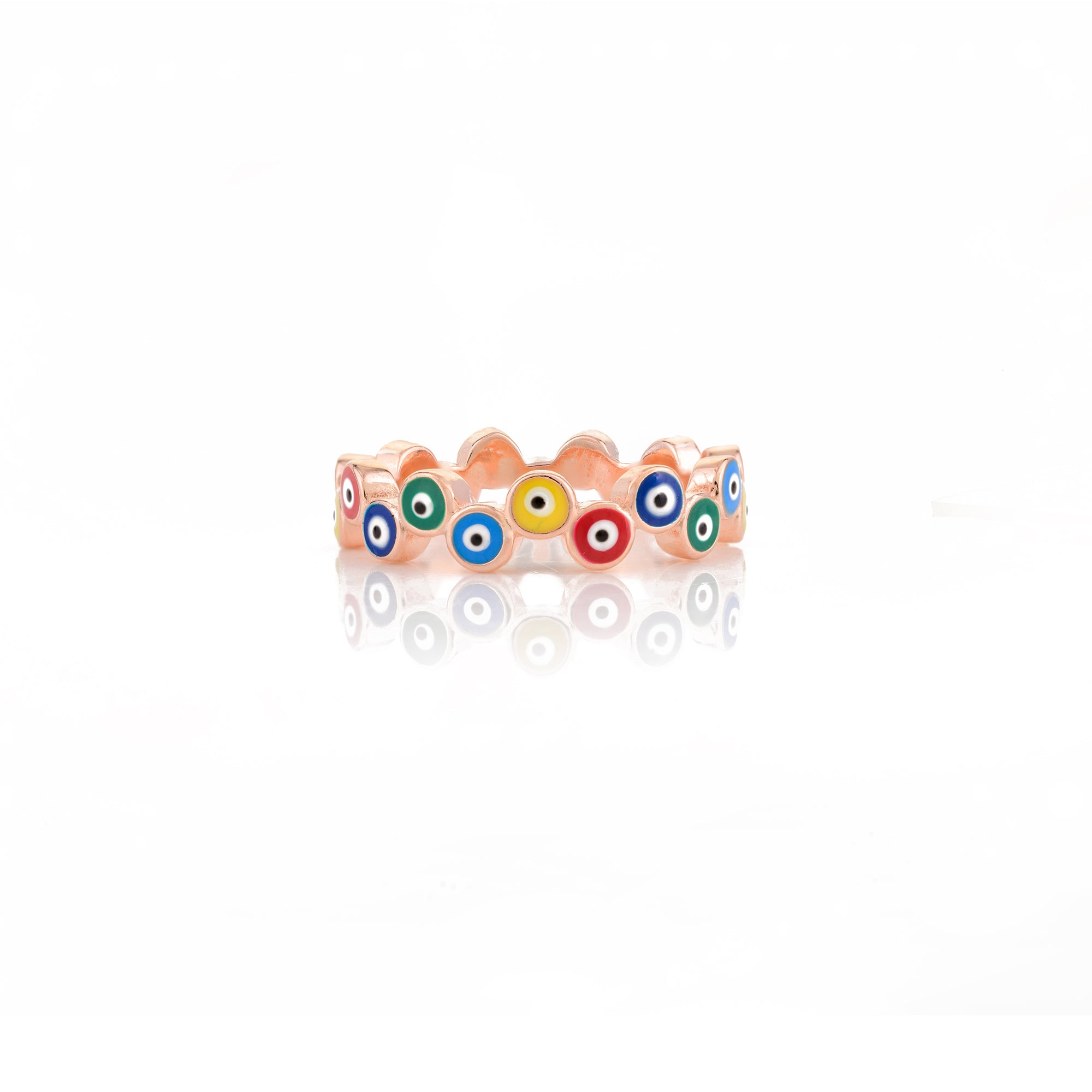 Rose gold Multi Evil Eye Charm Ring