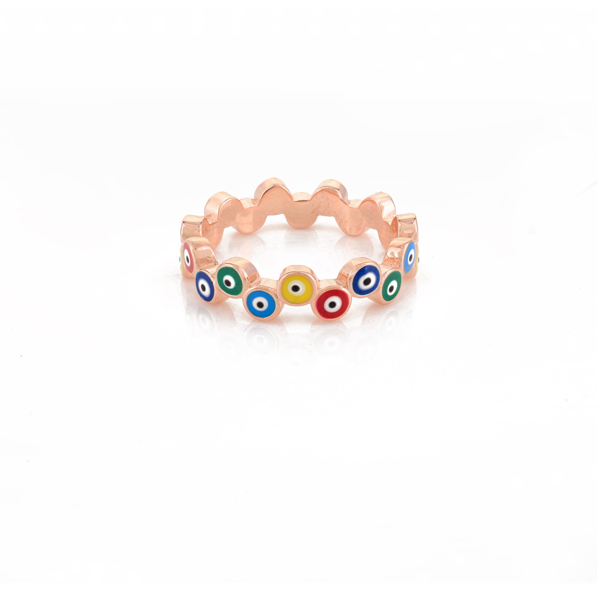 Rose gold Multi Evil Eye Charm Ring