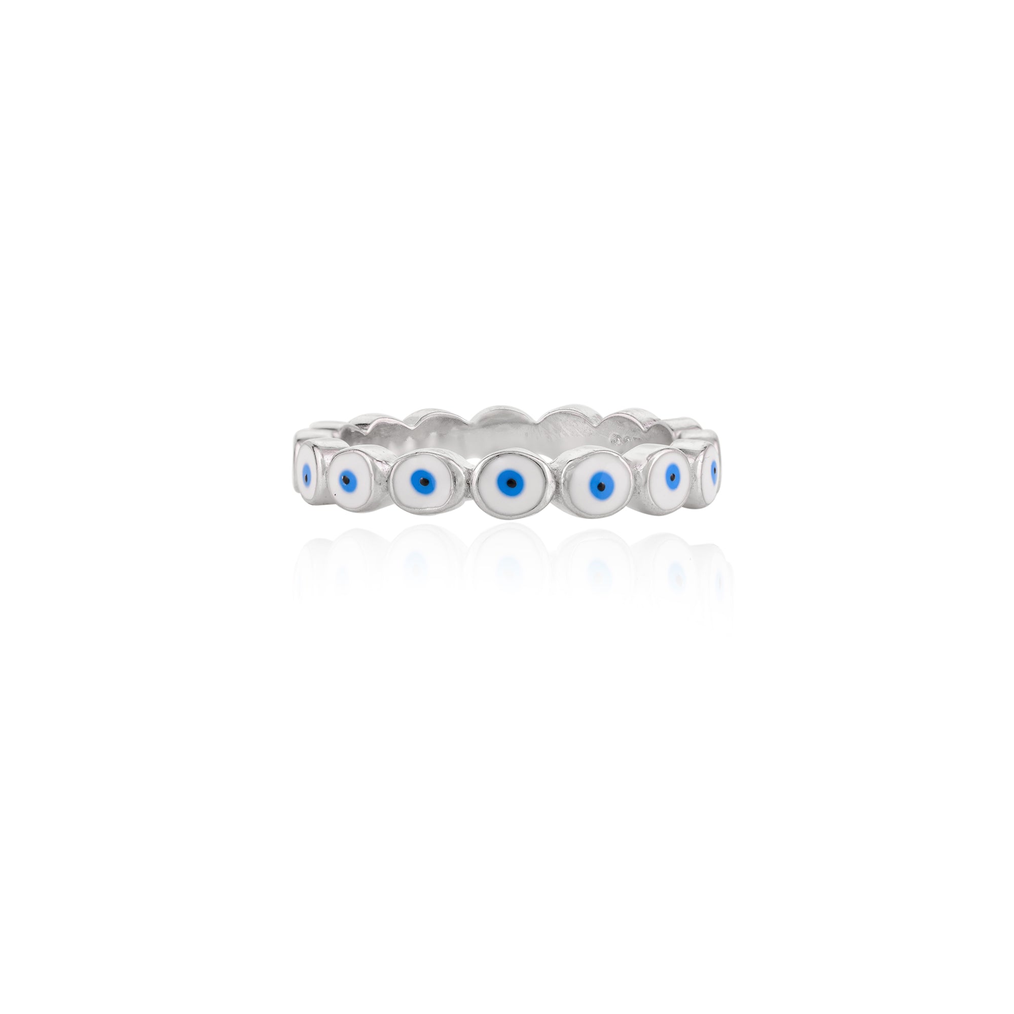 METALM Blue Evil eye Silver Ring