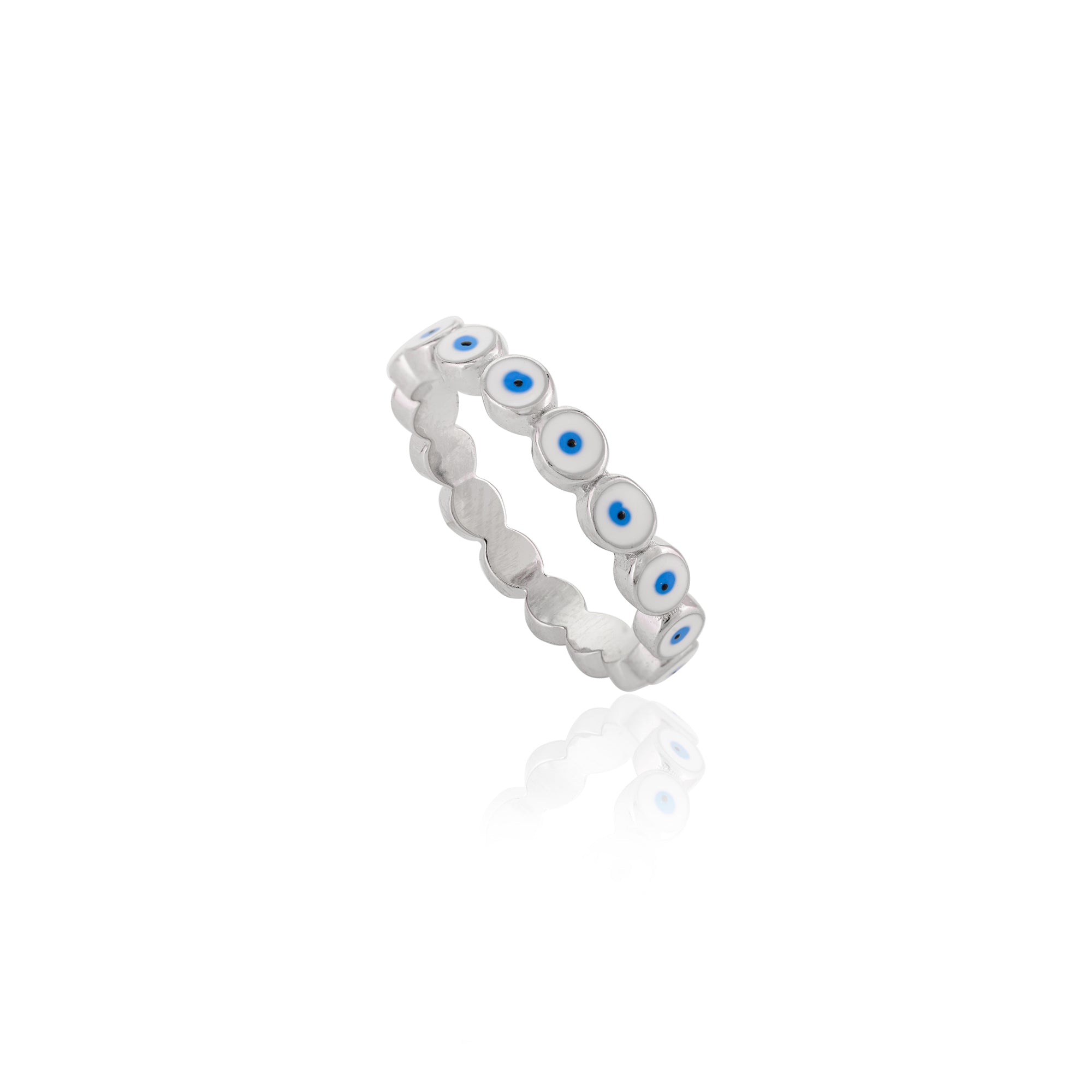 METALM Blue Evil eye Silver Ring