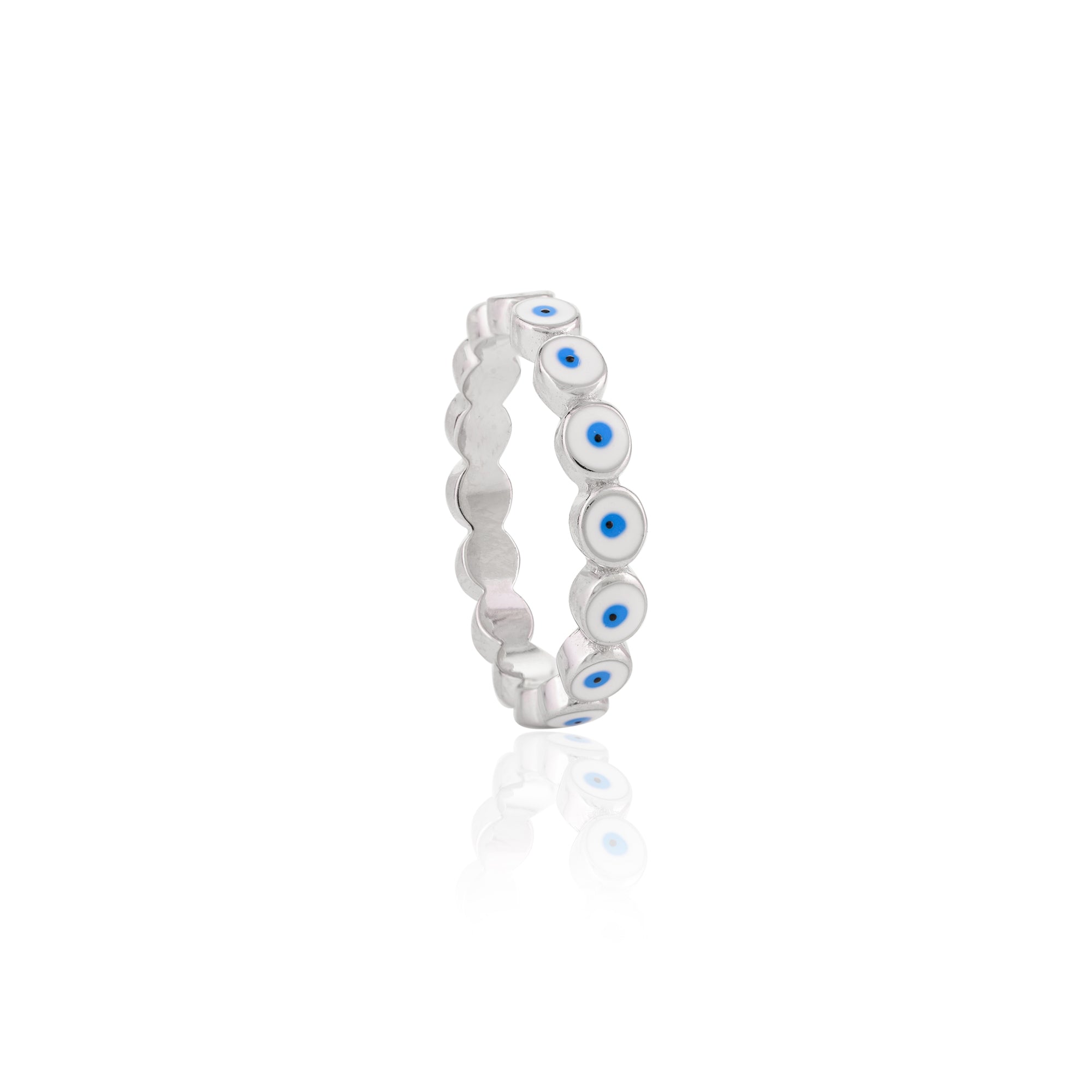 METALM Blue Evil eye Silver Ring