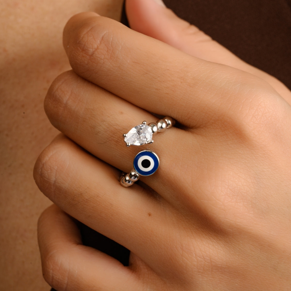 Evil Eye 925 Silver Adjustable Ring