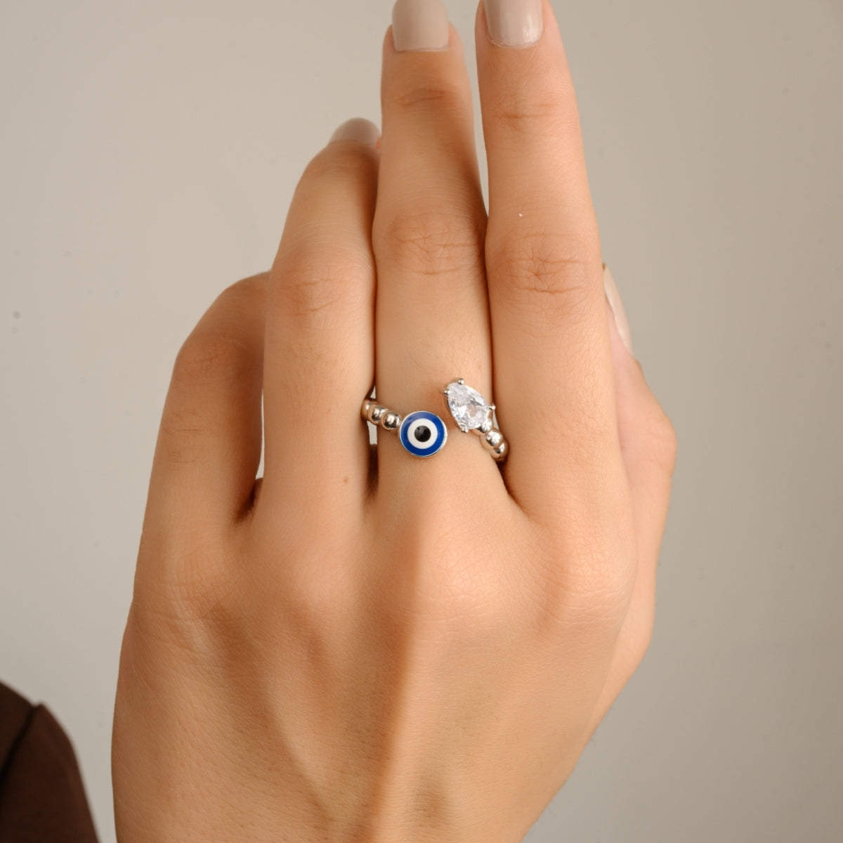 Evil Eye 925 Silver Adjustable Ring