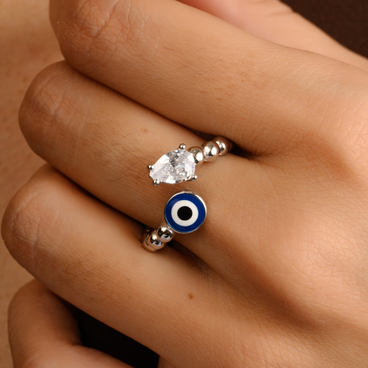 Evil Eye 925 Silver Adjustable Ring