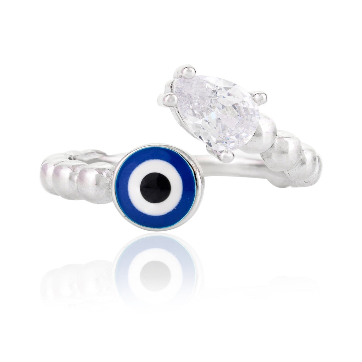 Evil Eye 925 Silver Adjustable Ring