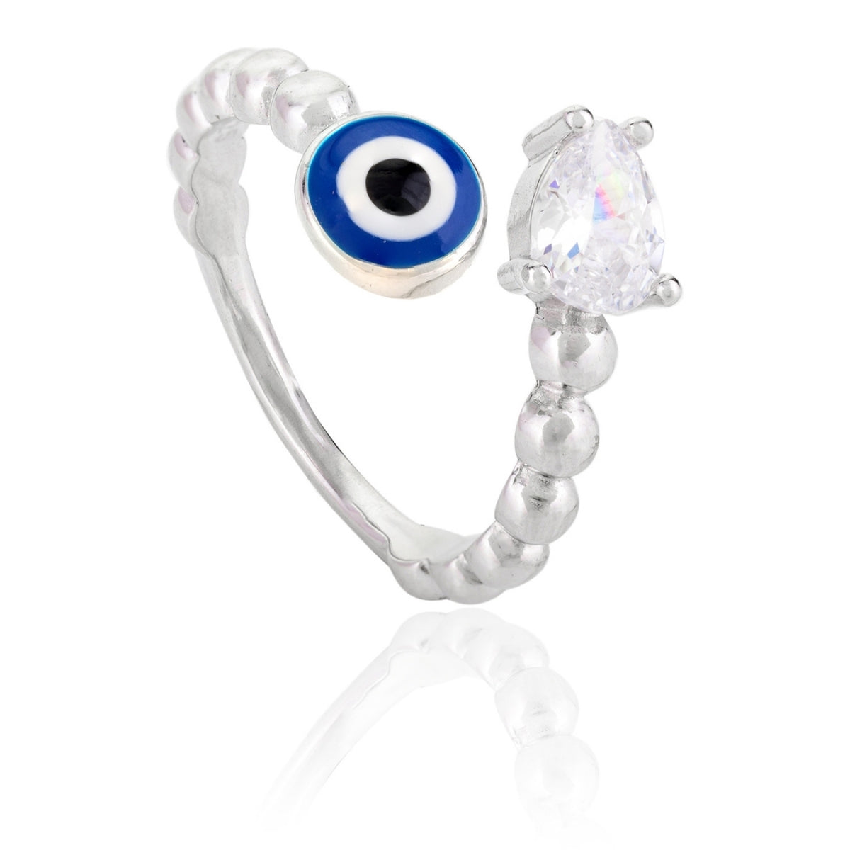 Evil Eye 925 Silver Adjustable Ring