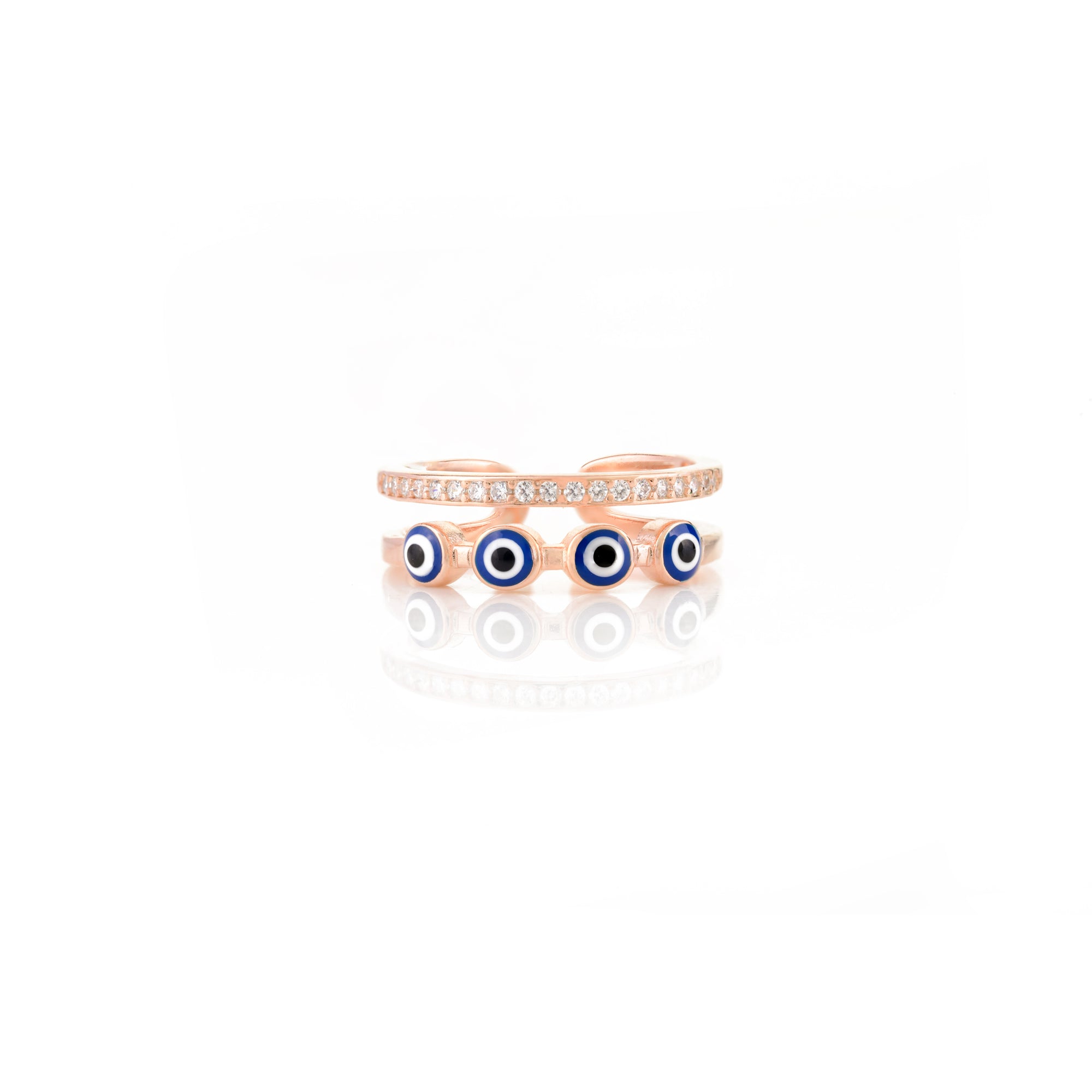 Double Layered Blue Evil Eye Ring