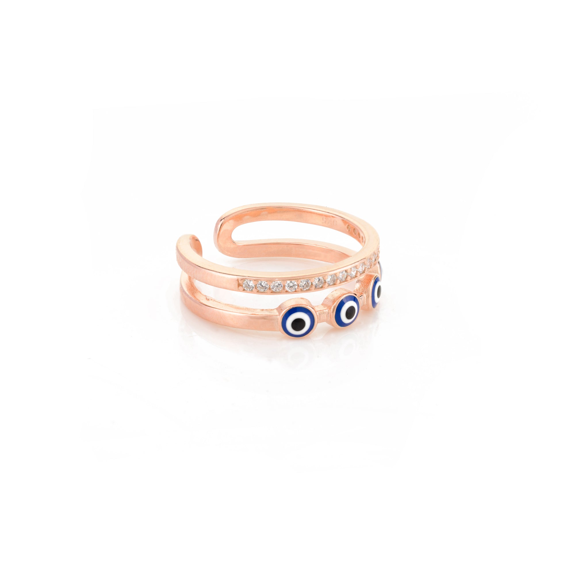 Double Layered Blue Evil Eye Ring