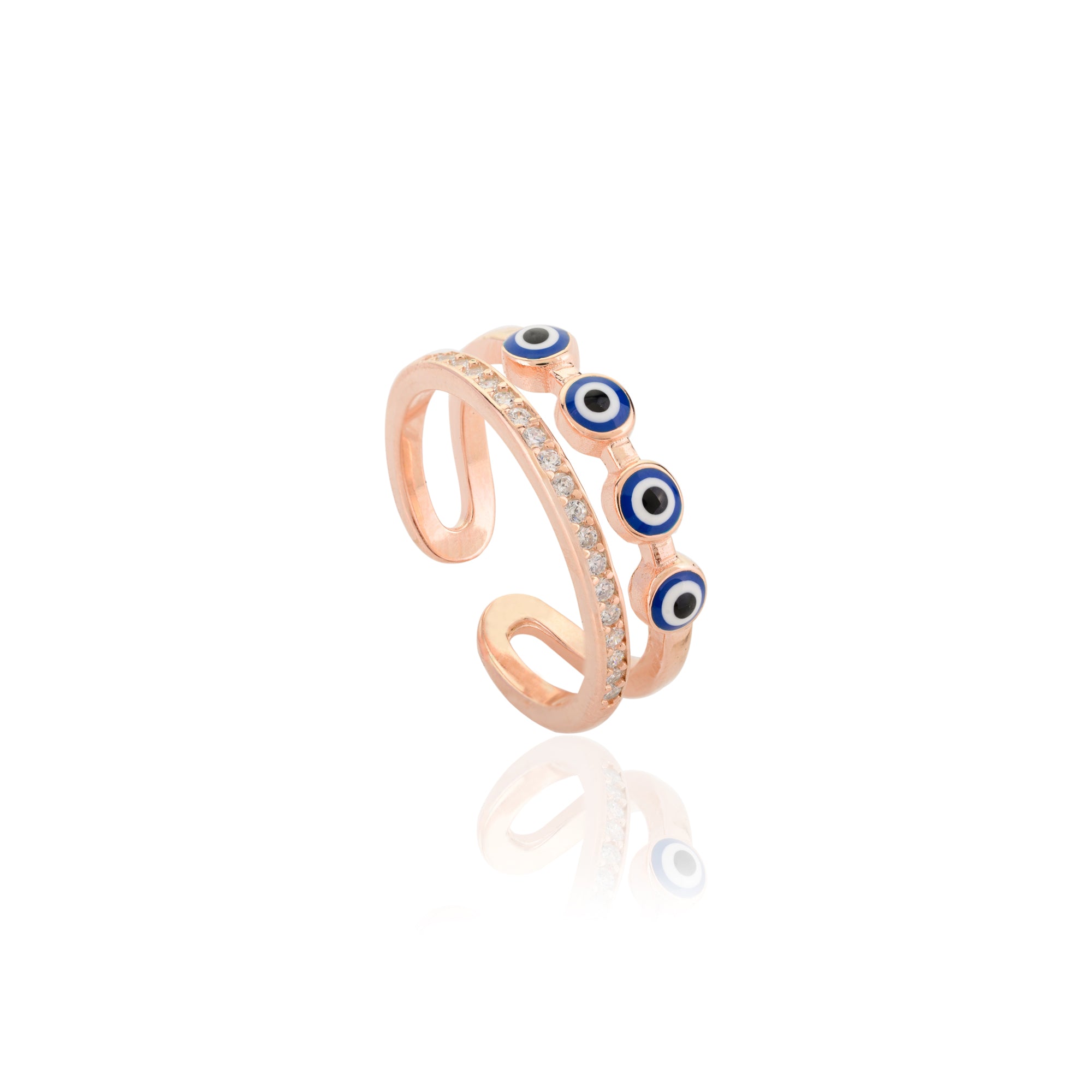 Double Layered Blue Evil Eye Ring