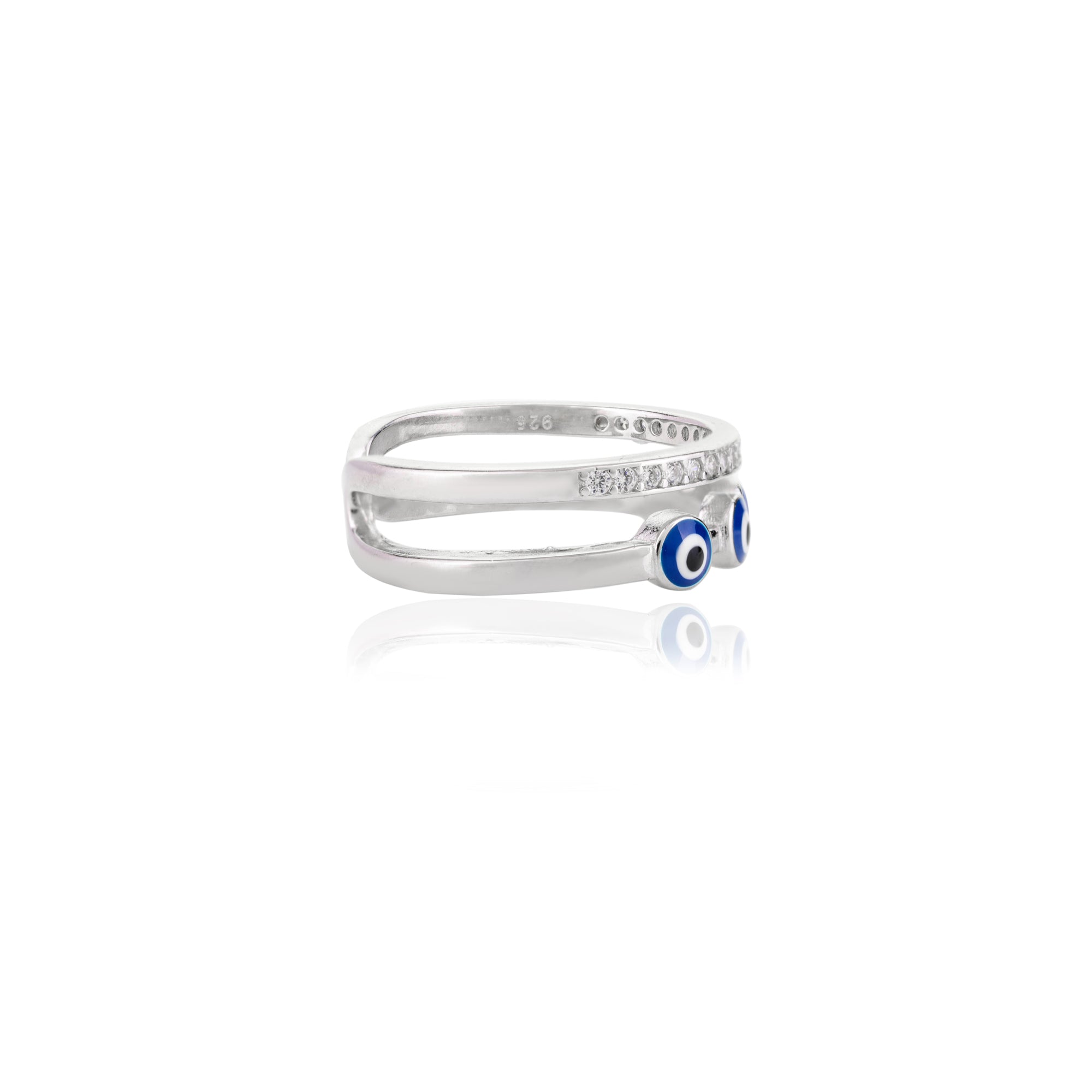 Double Layer Evil Eye Silver Ring