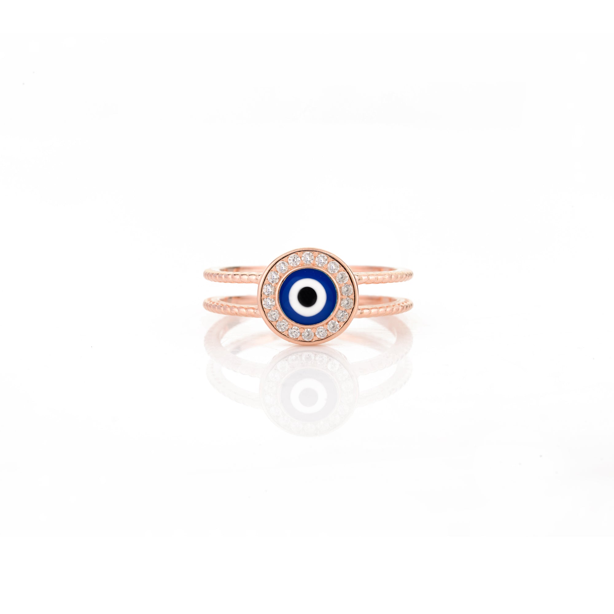 Rose gold Blue Evil Eye Ring