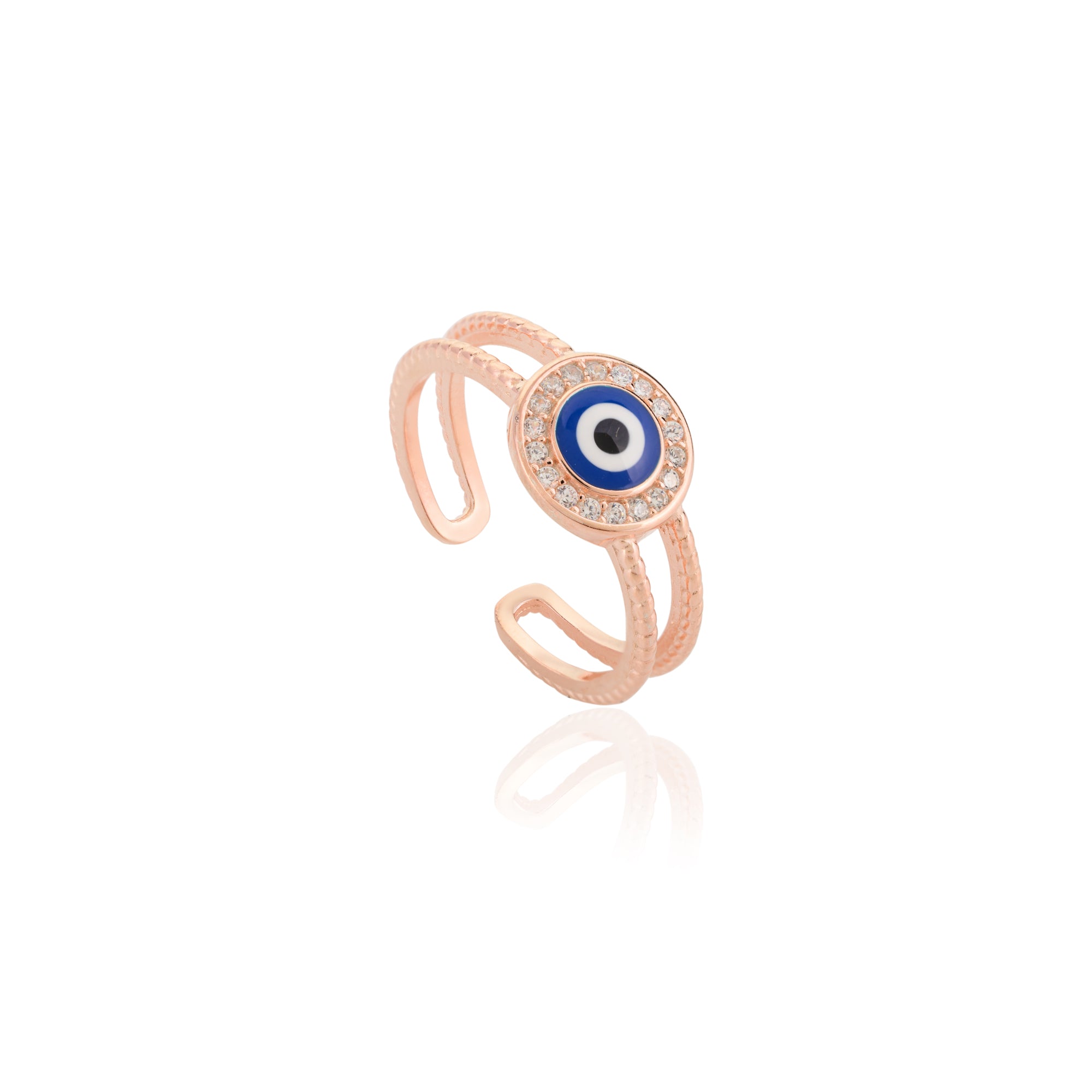 Rose gold Blue Evil Eye Ring