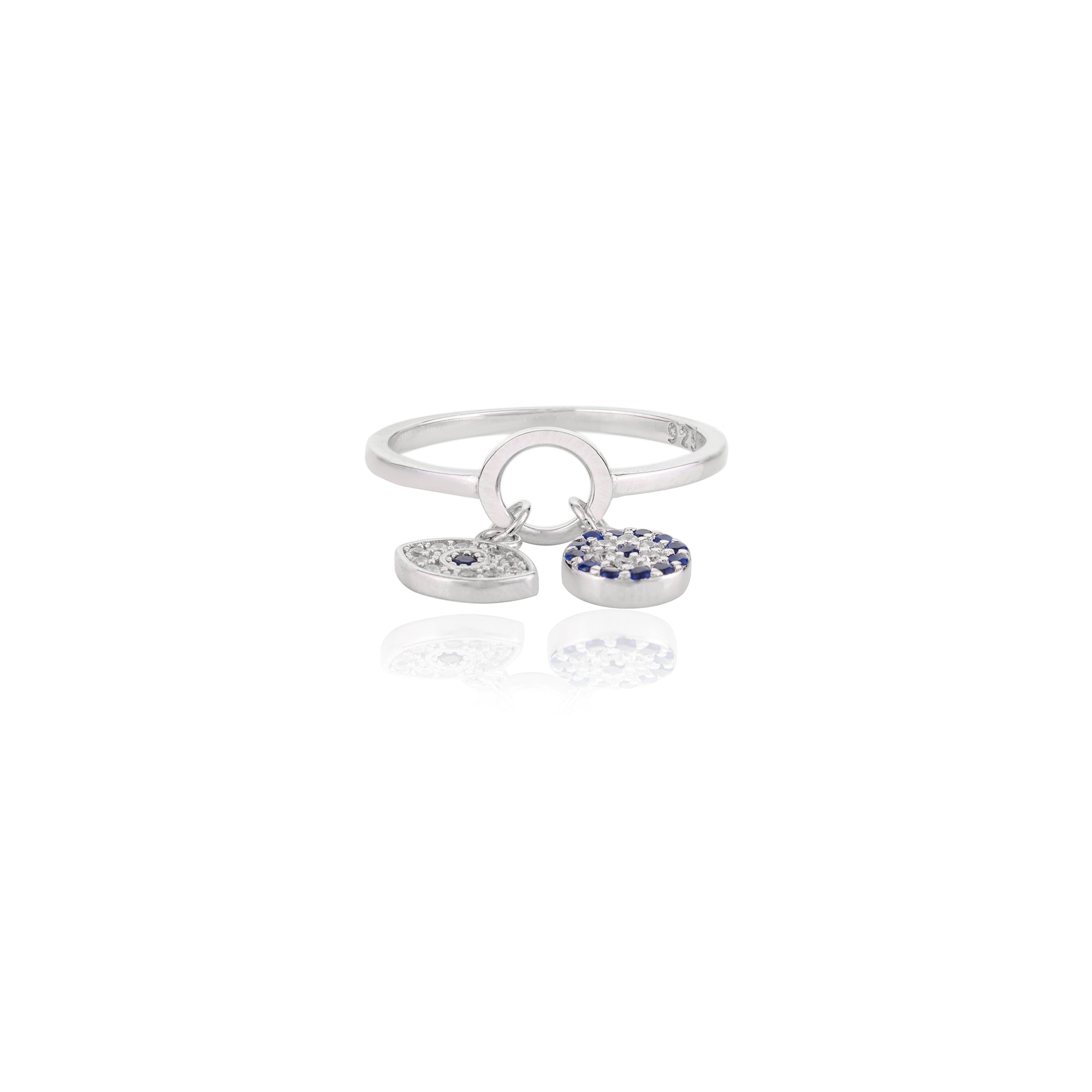 Evil Eye Charm Silver Ring