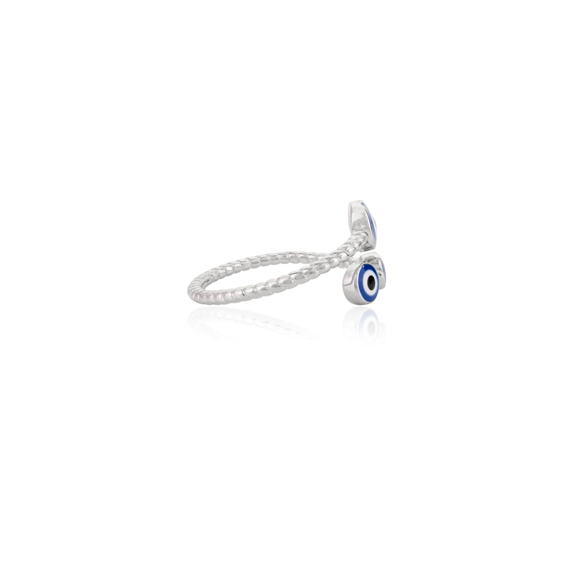 Evil Eye Adjustable Silver Ring